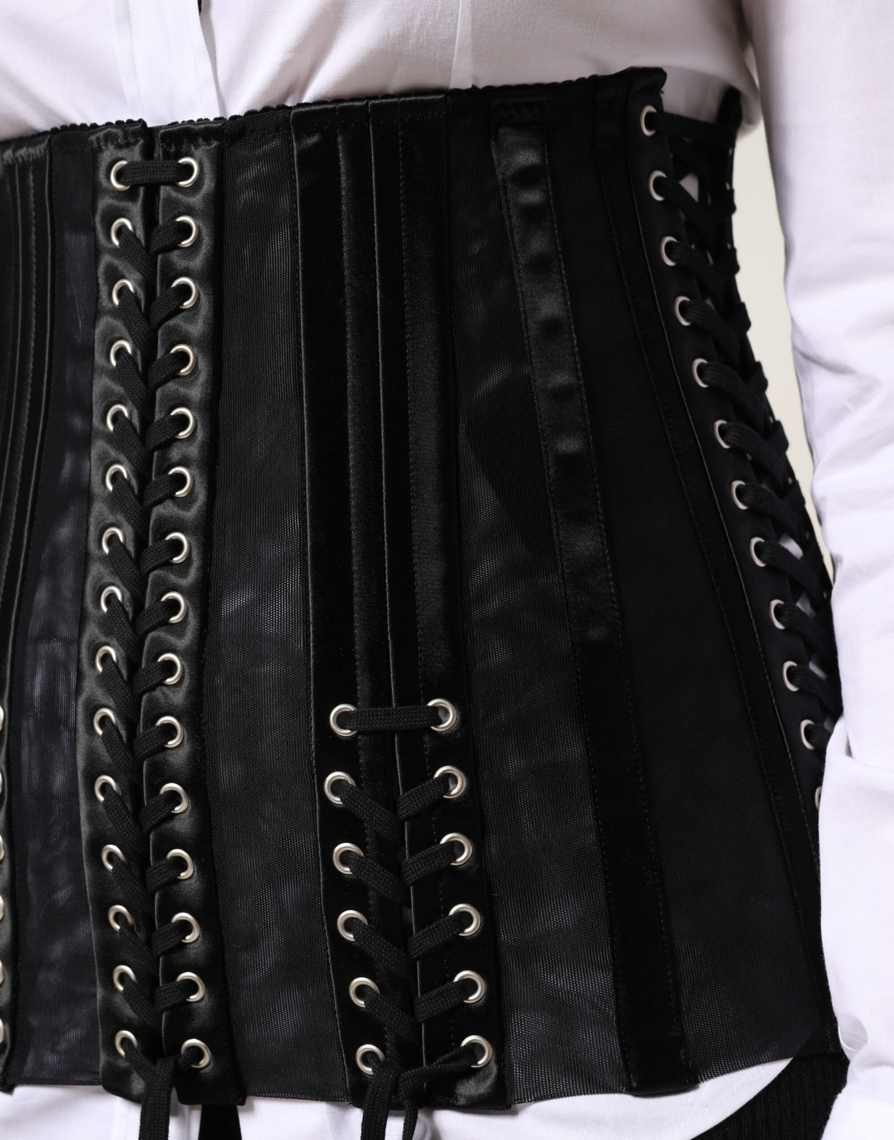 Dolce & Gabbana Black Lace-Up Waist Cincher Bustier Corset Top | Regal Royce
