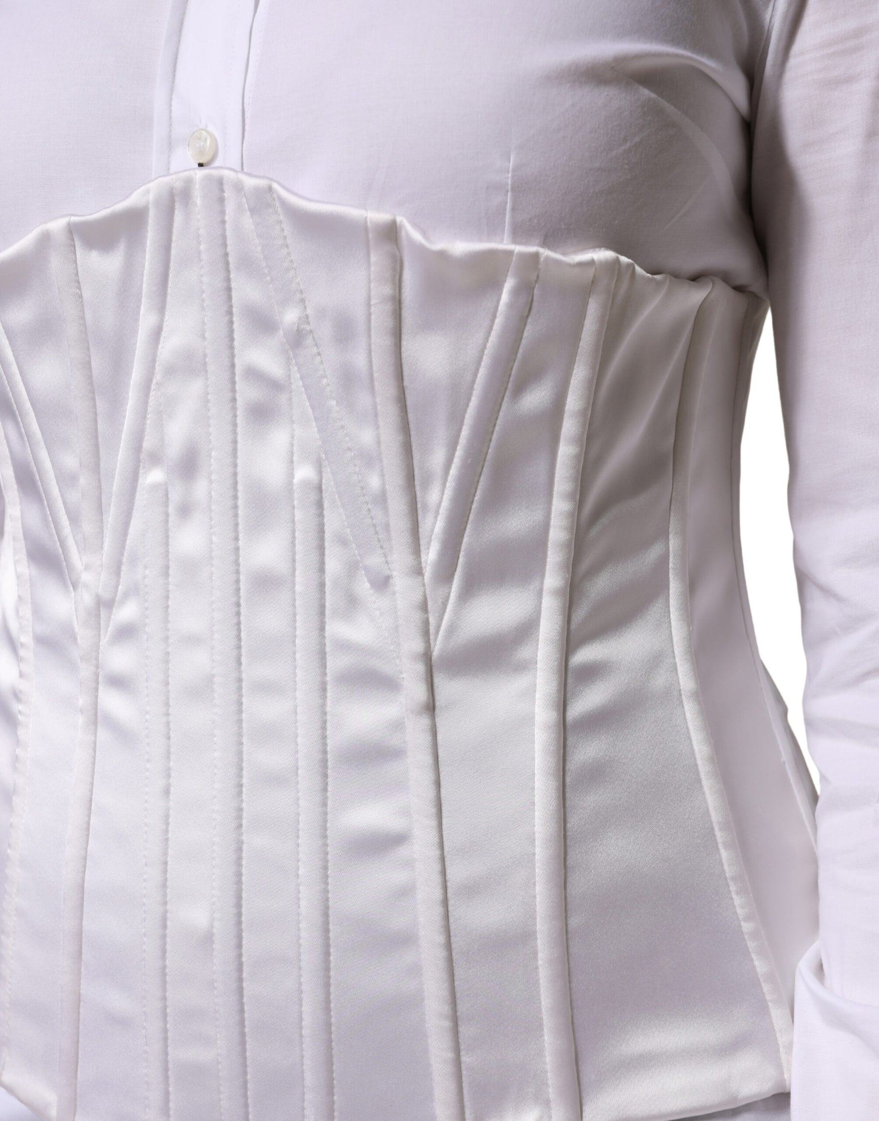 Dolce & Gabbana White Polyamide Waist Cincher Bustier Corset Top | Regal Royce