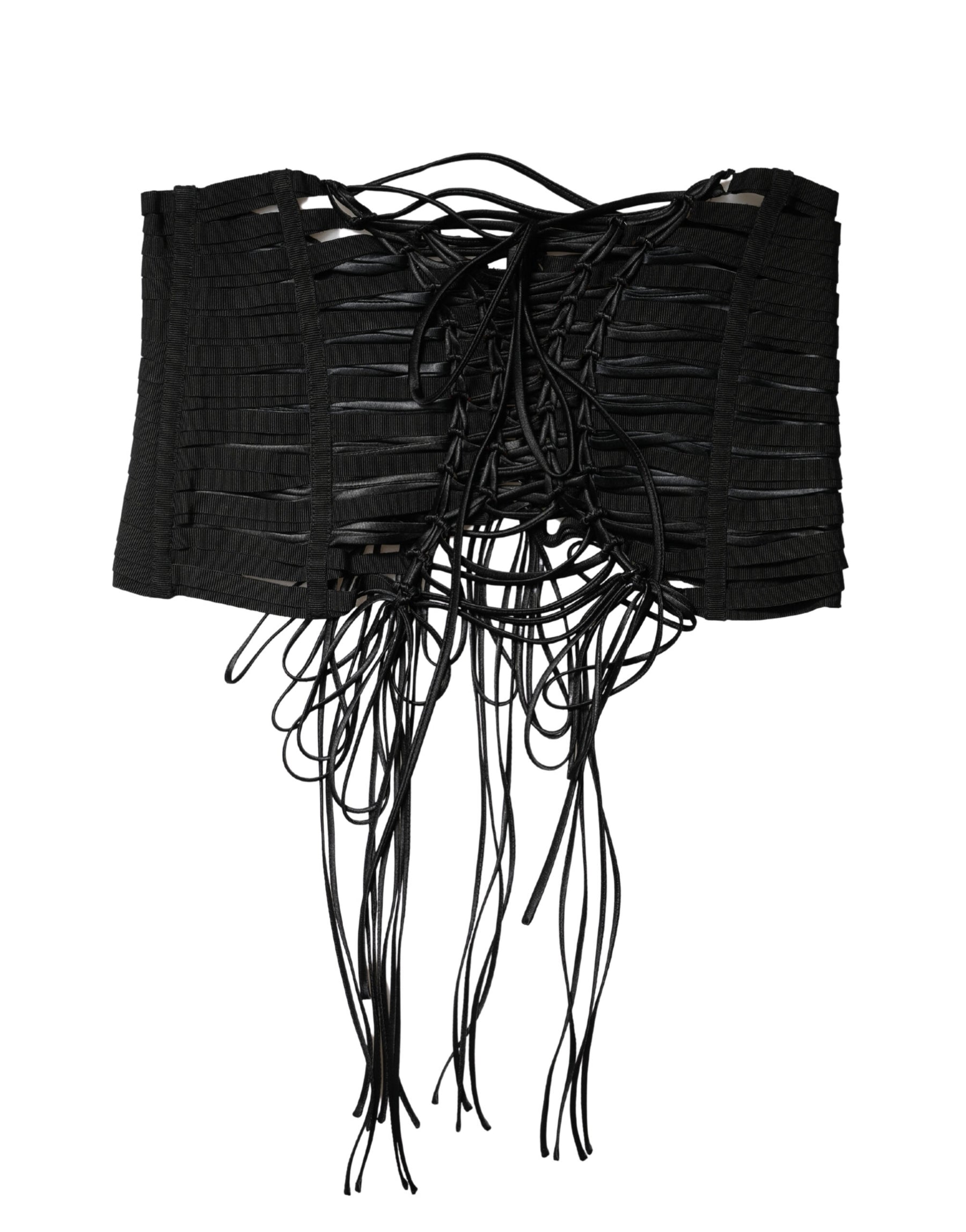 Dolce & Gabbana Black Polyester LaceUp Waist Cincher Corset Top | Regal Royce