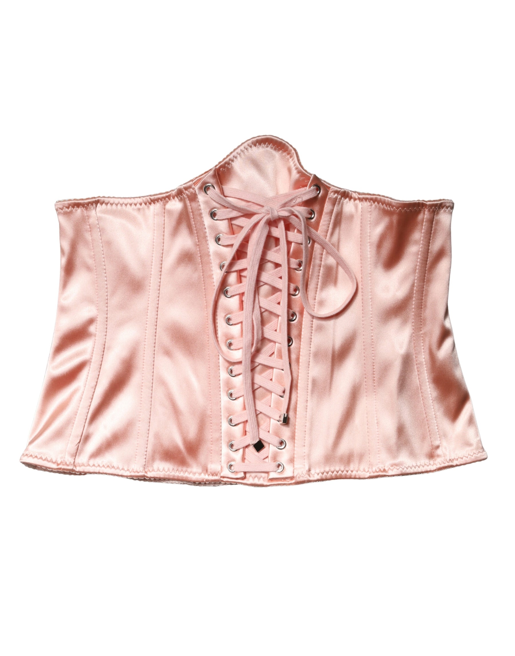 Dolce & Gabbana Pale Pink Silk LaceUp Waist Cincher Corse Top | Regal Royce