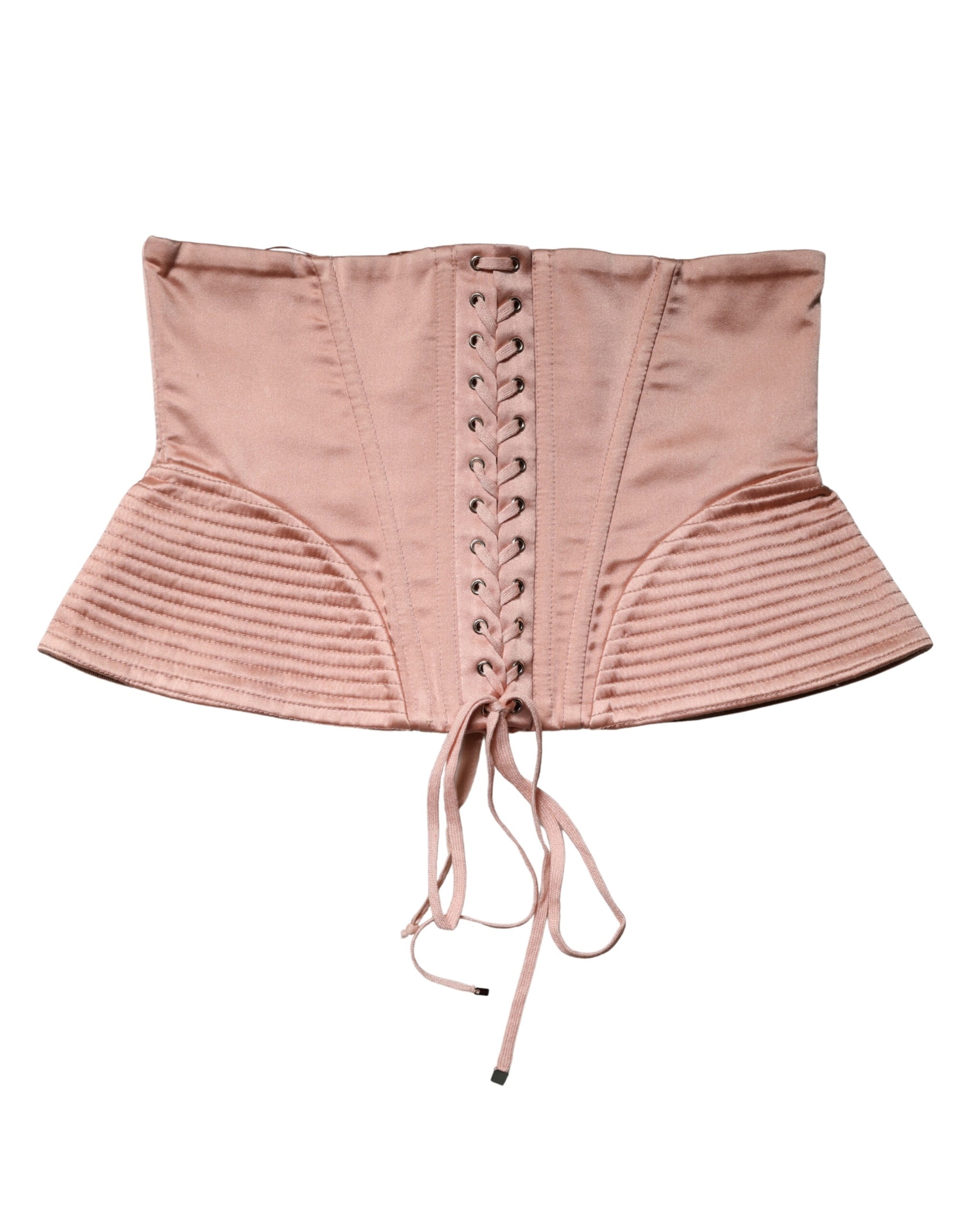Dolce & Gabbana Pale Pink Silk LaceUp Waist Cincher Corset Top | Regal Royce