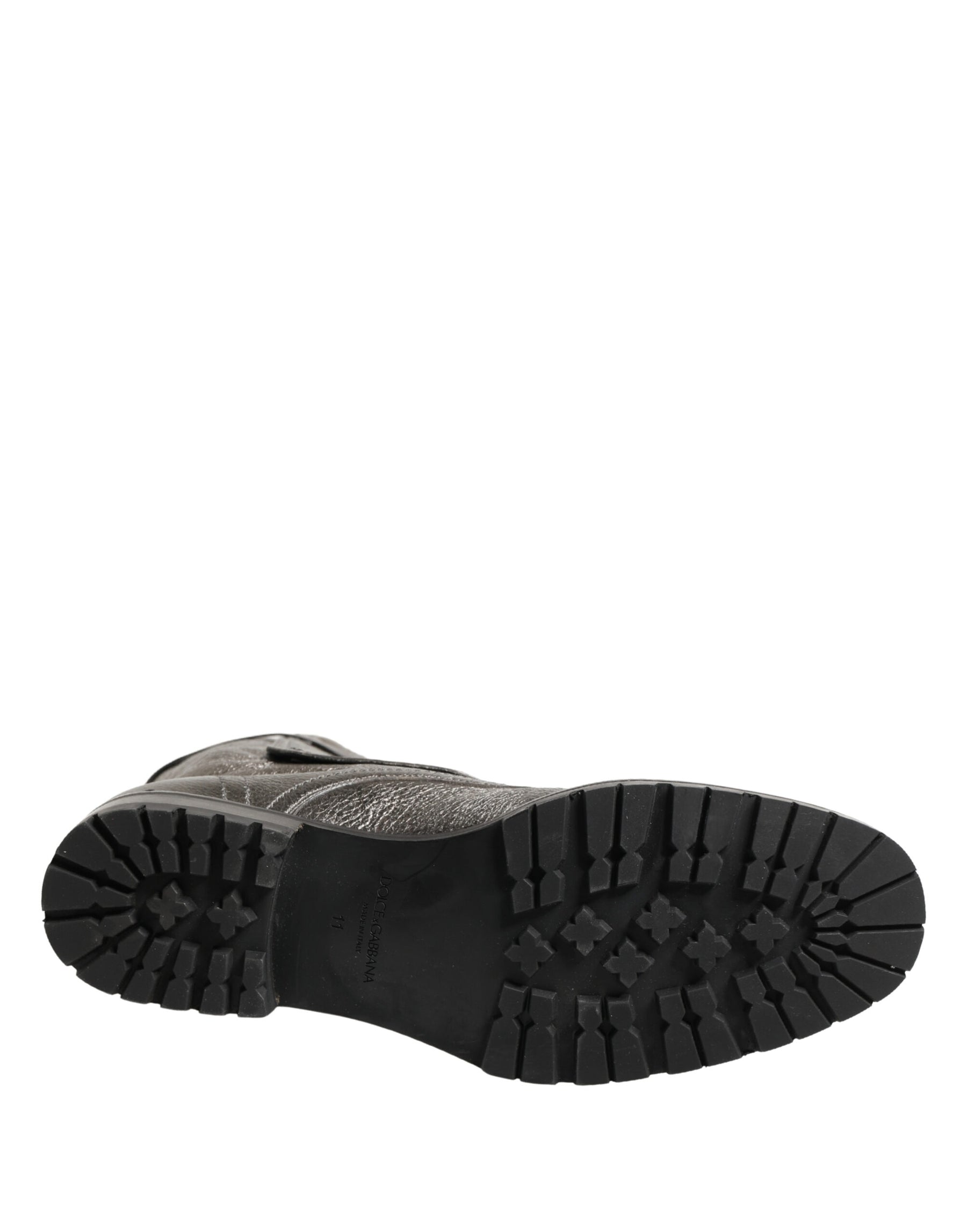 Dolce & Gabbana Metallic Leather Buckle Combat Boots Shoes | Regal Royce