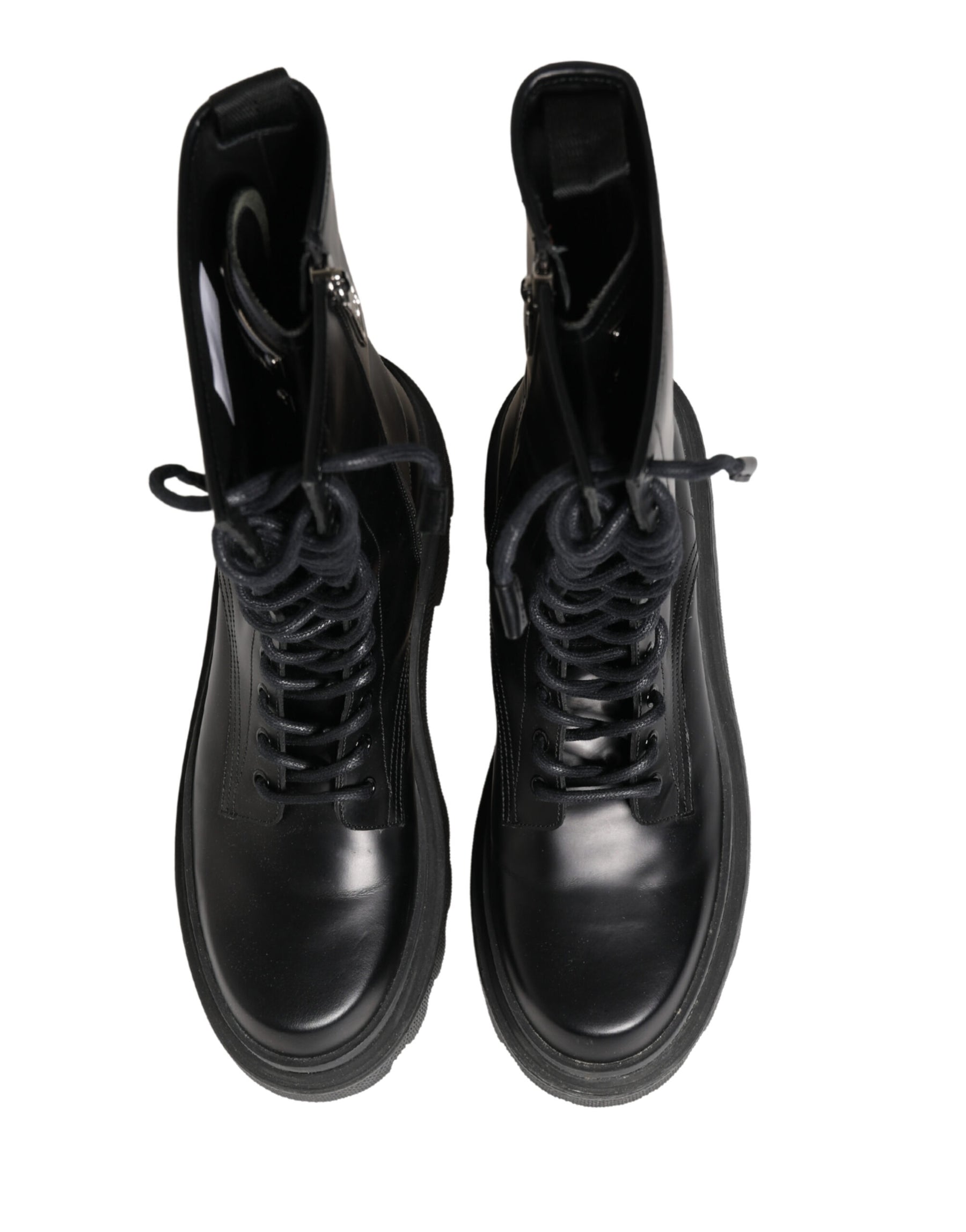Dolce & Gabbana Black Leather Trek Sole Combat Boots Shoes | Regal Royce