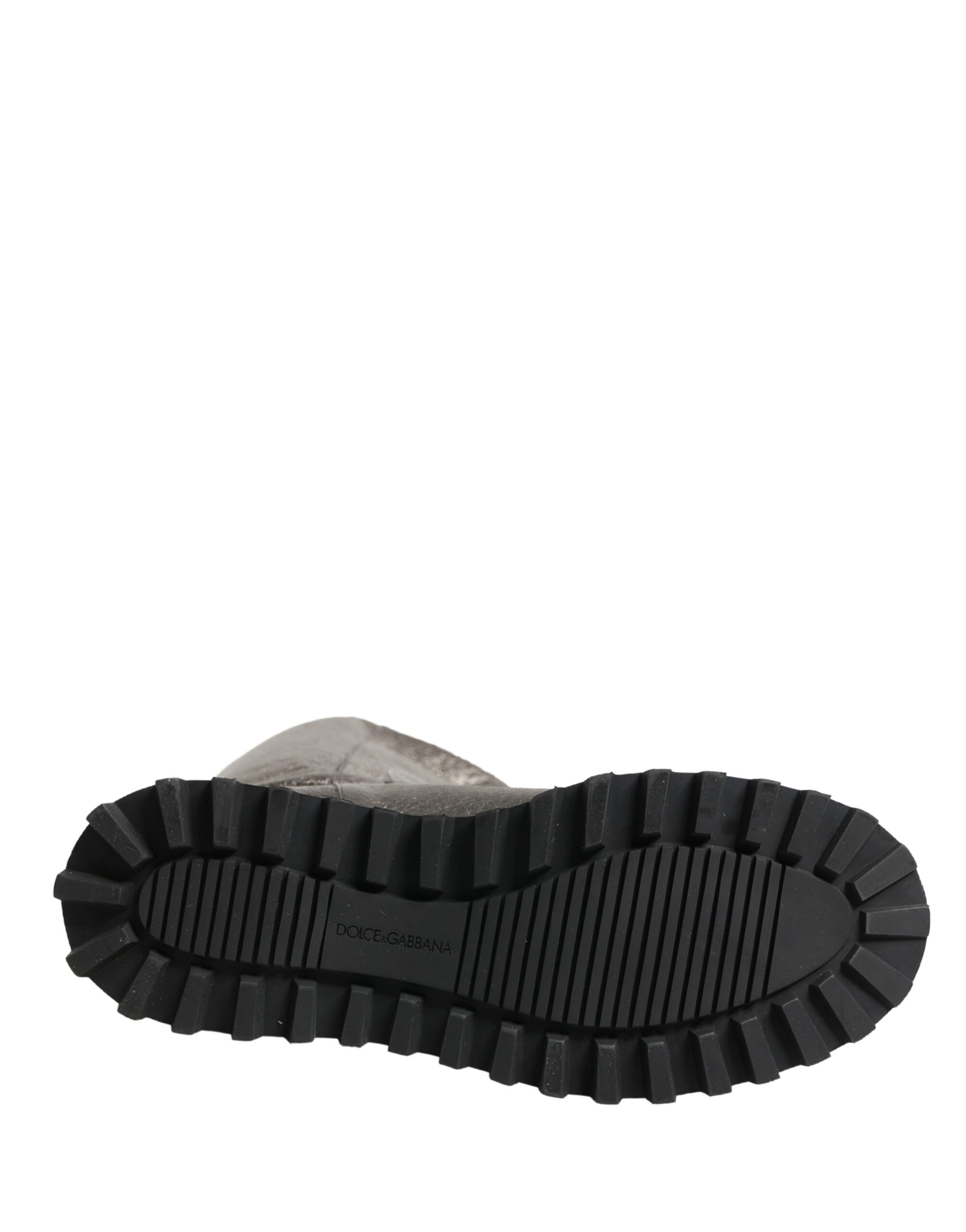 Dolce & Gabbana Metallic Silver Leather Mid Calf Boots Shoes | Regal Royce