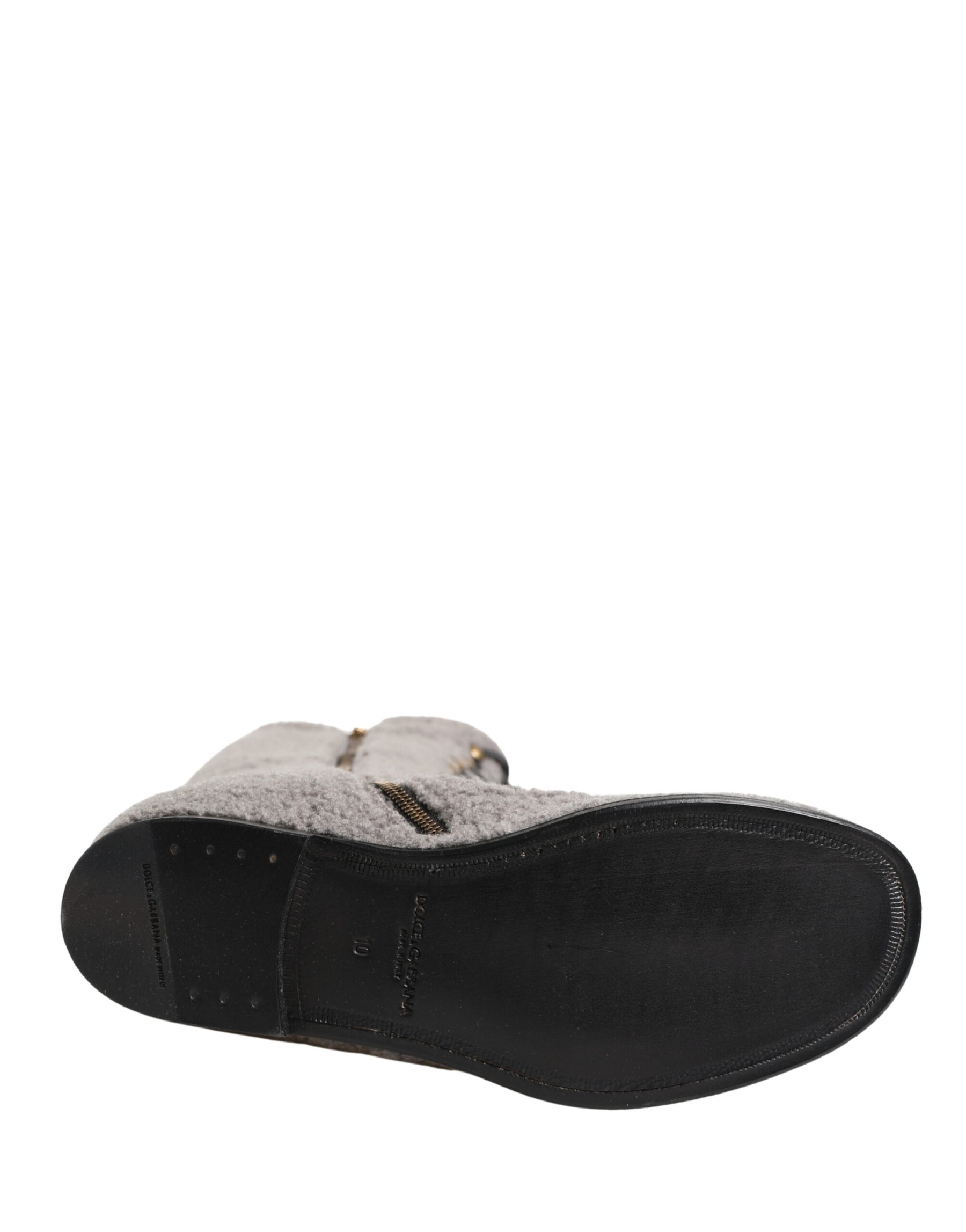 Dolce & Gabbana Gray Shearling Lace Up Knee High Boots Shoes | Regal Royce