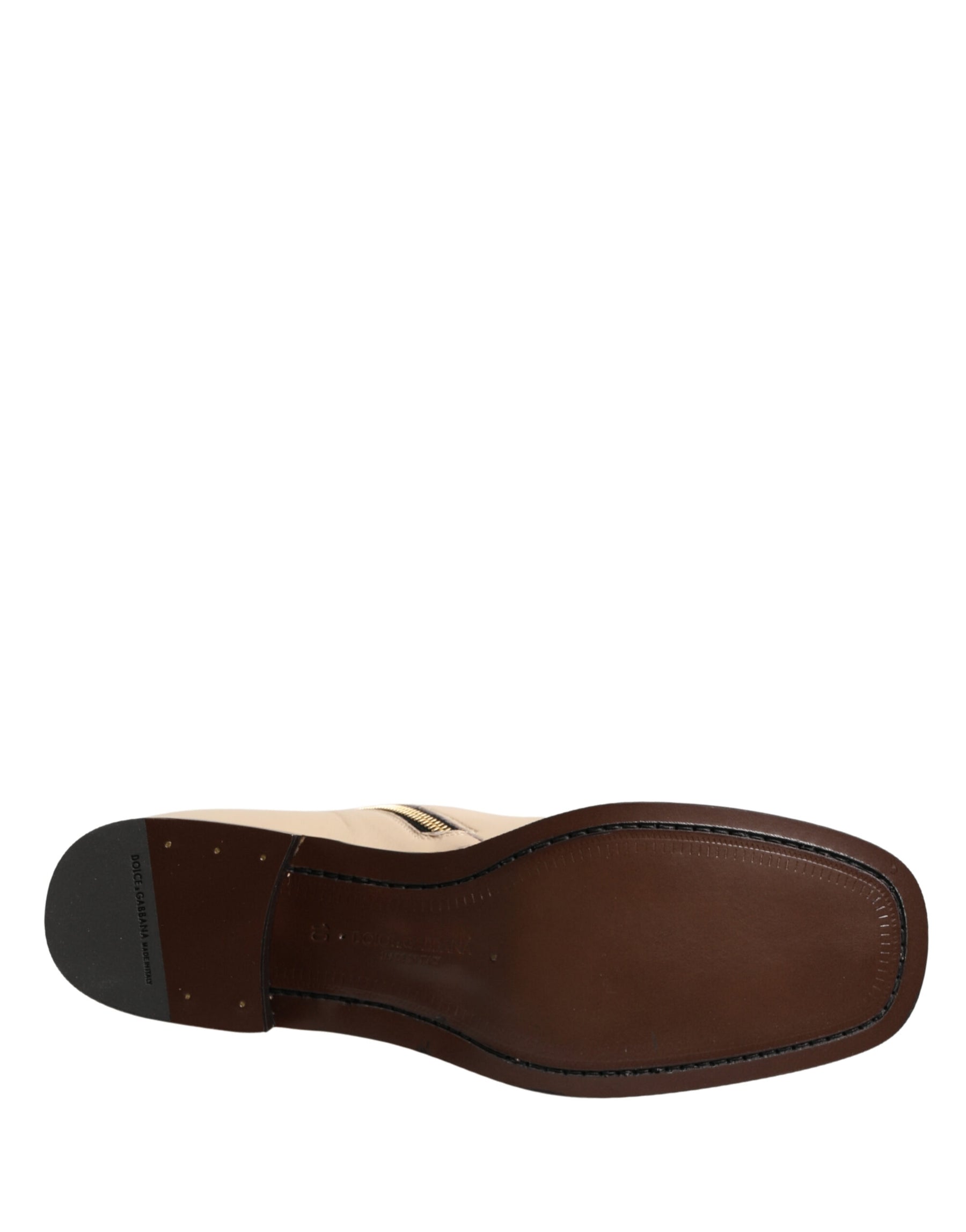Dolce & Gabbana Beige Leather Logo Plaque Ankle Boots Shoes | Regal Royce