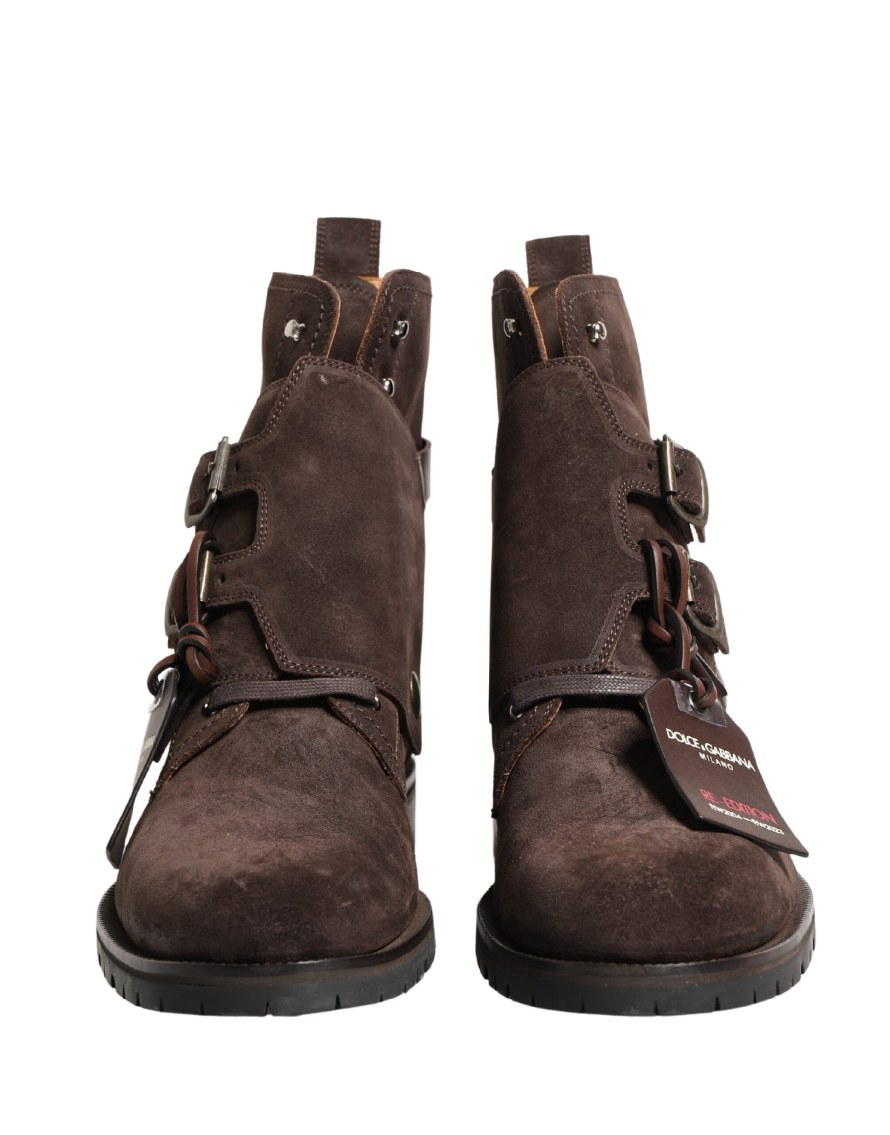 Dolce & Gabbana Brown Suede Leather Buckle Ankle Boots Shoes | Regal Royce