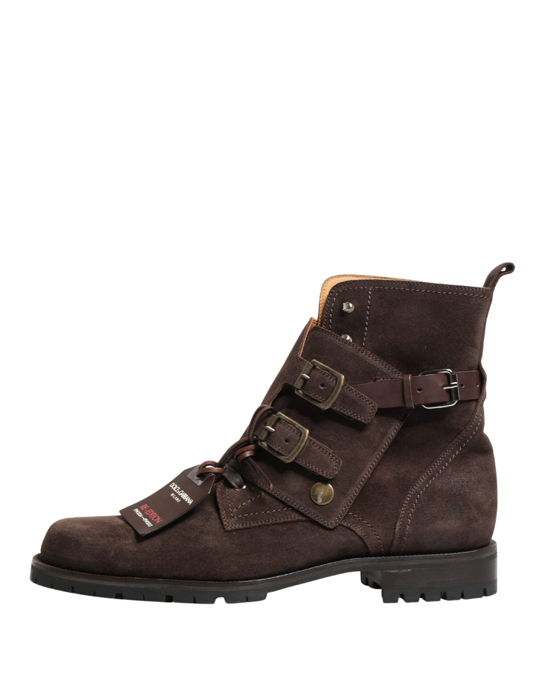 Dolce & Gabbana Brown Suede Leather Buckle Ankle Boots Shoes | Regal Royce