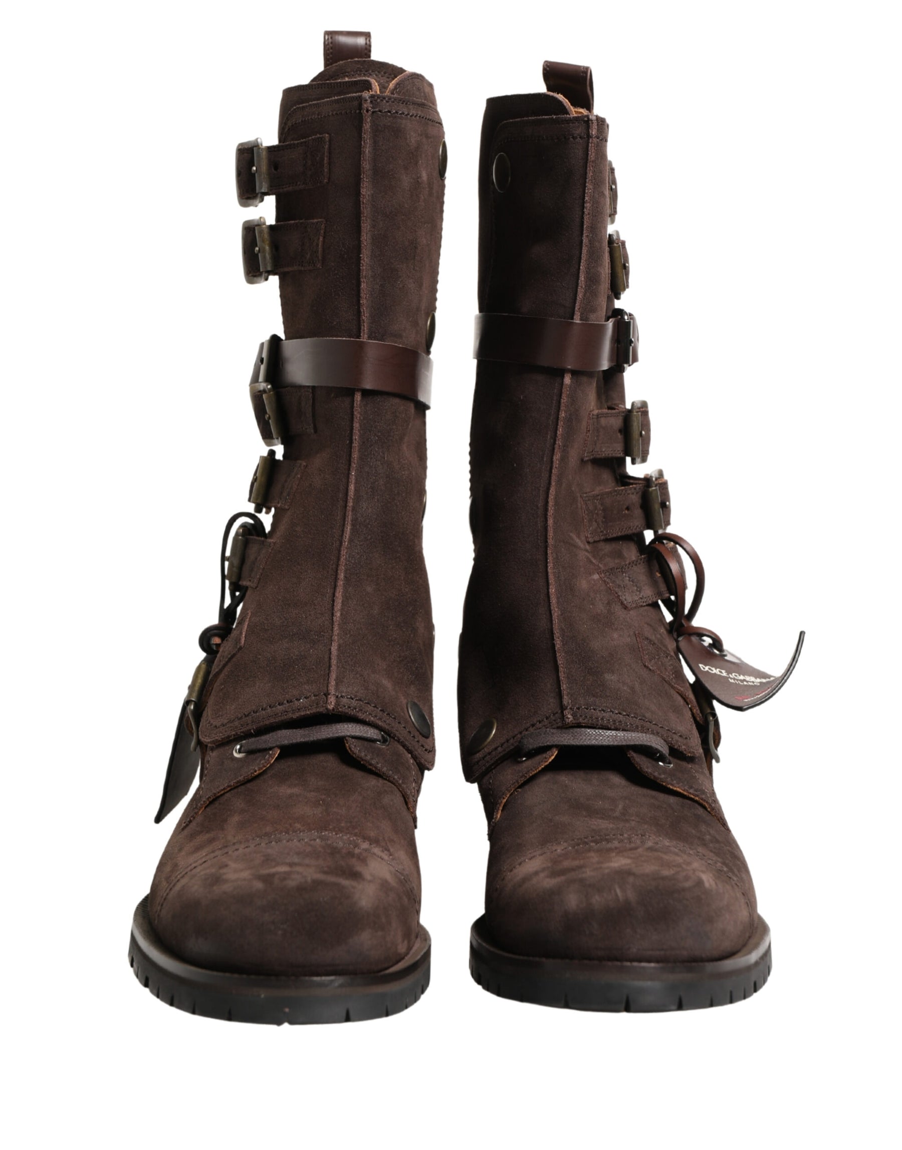 Dolce & Gabbana Brown Suede Leather Combat Ankle Boots  Shoes | Regal Royce