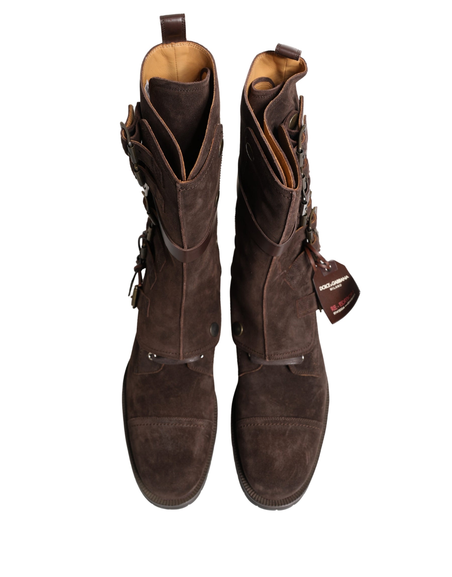 Dolce & Gabbana Brown Suede Leather Combat Ankle Boots  Shoes | Regal Royce