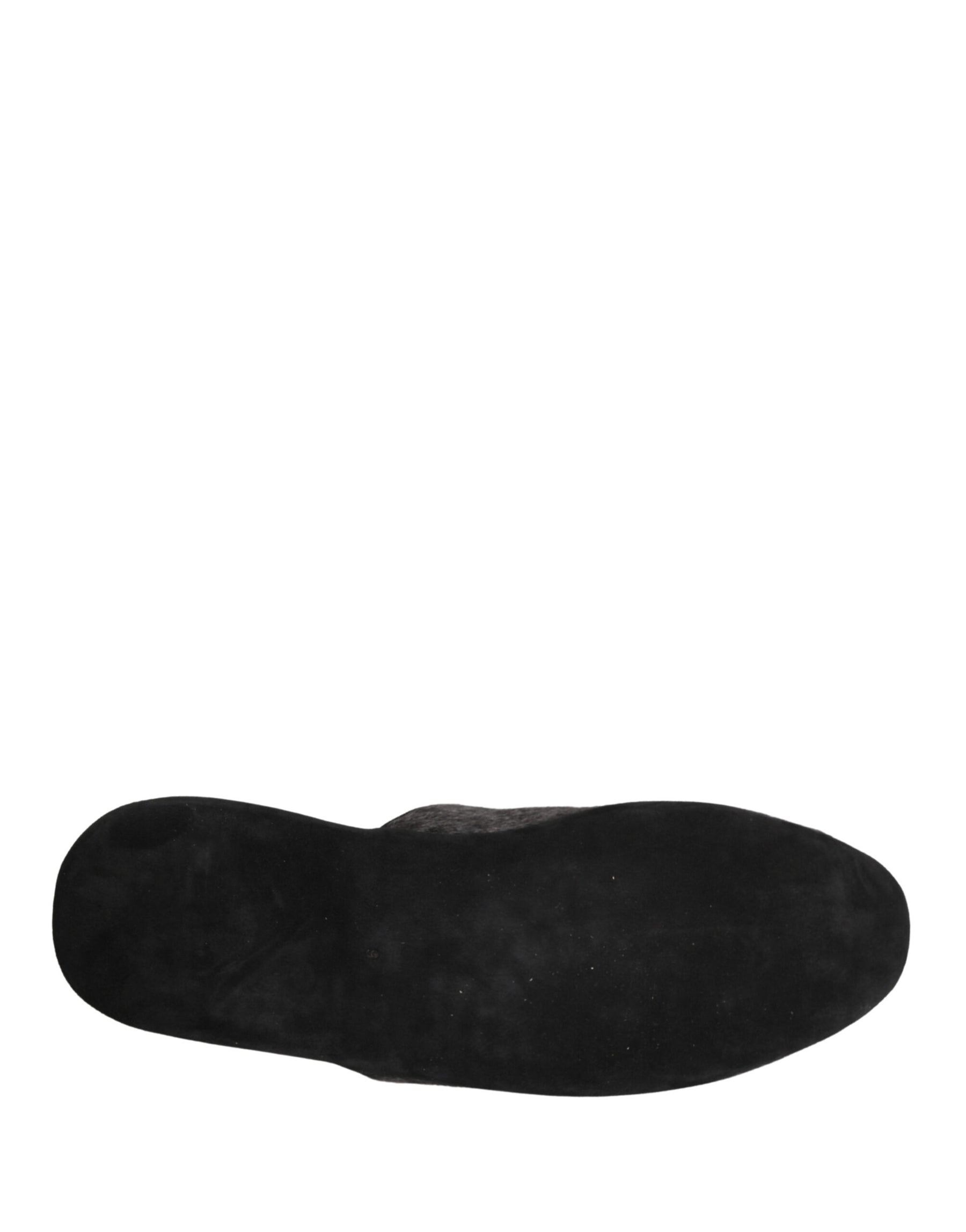 Dolce & Gabbana Dark Grey Charcoal Wool Red Slippers Shoes | Regal Royce