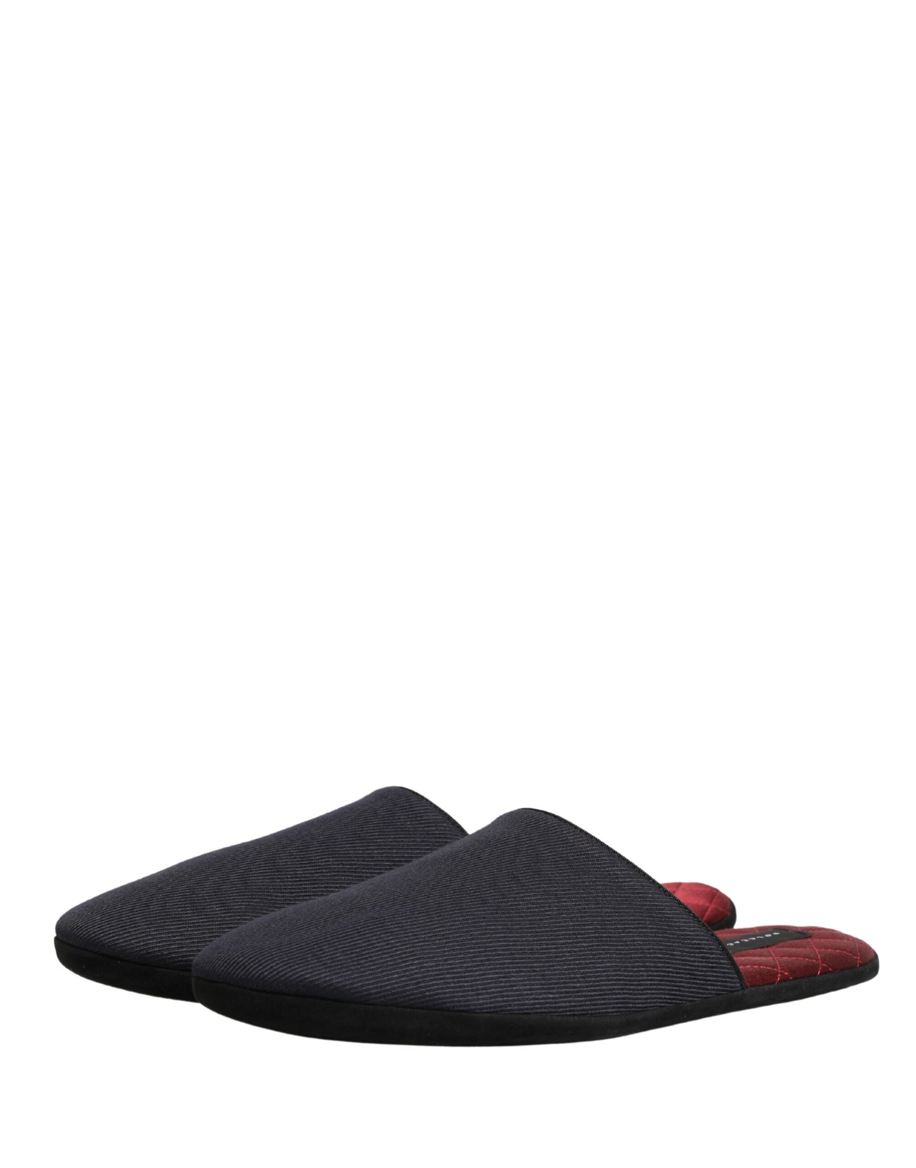 Dolce & Gabbana Dark Navy Wool Cotton Red Chevron Slippers Shoes | Regal Royce