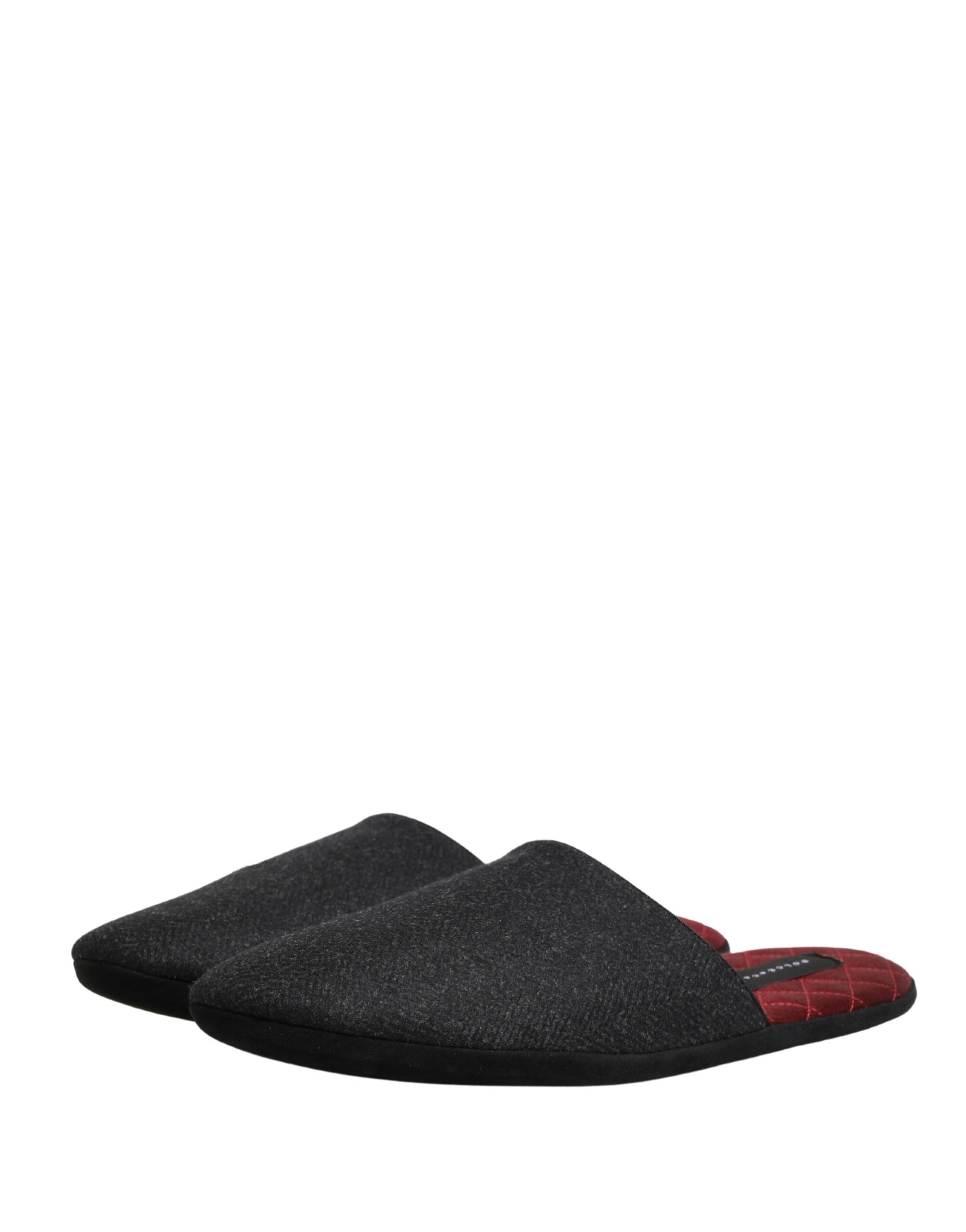 Dolce & Gabbana Anthracite Wool Cashmere Quilted Slippers Shoes | Regal Royce