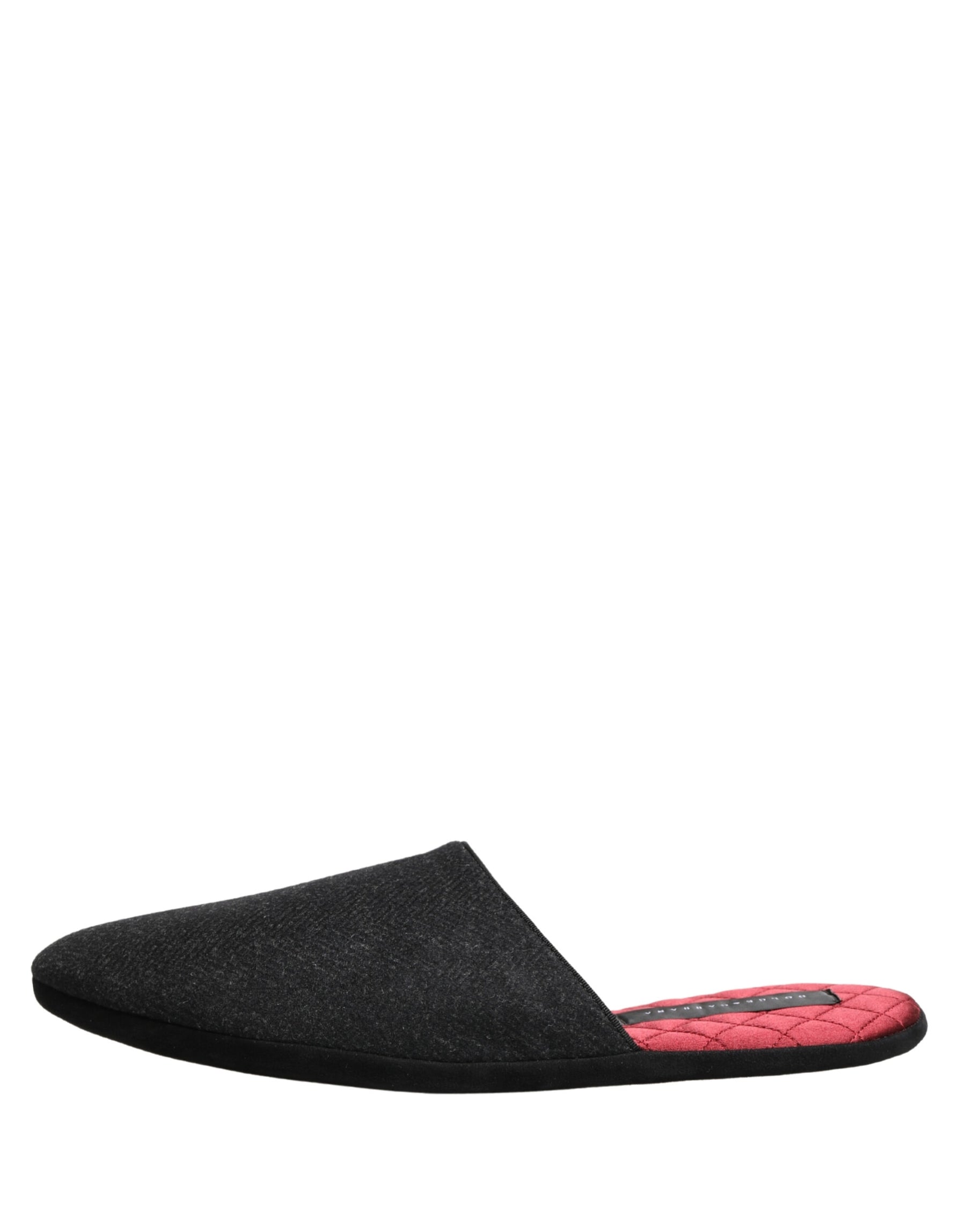 Dolce & Gabbana Anthracite Wool Cashmere Quilted Slippers Shoes | Regal Royce