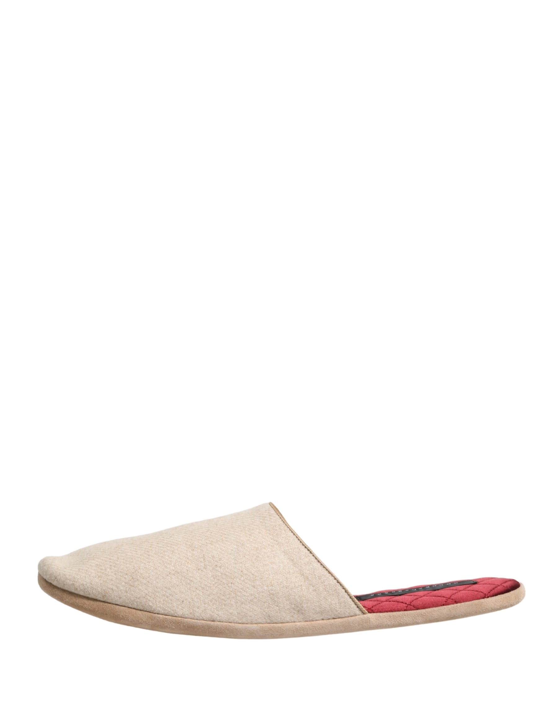 Dolce & Gabbana Beige Shetland Wool Red Quilted Slippers Shoes | Regal Royce