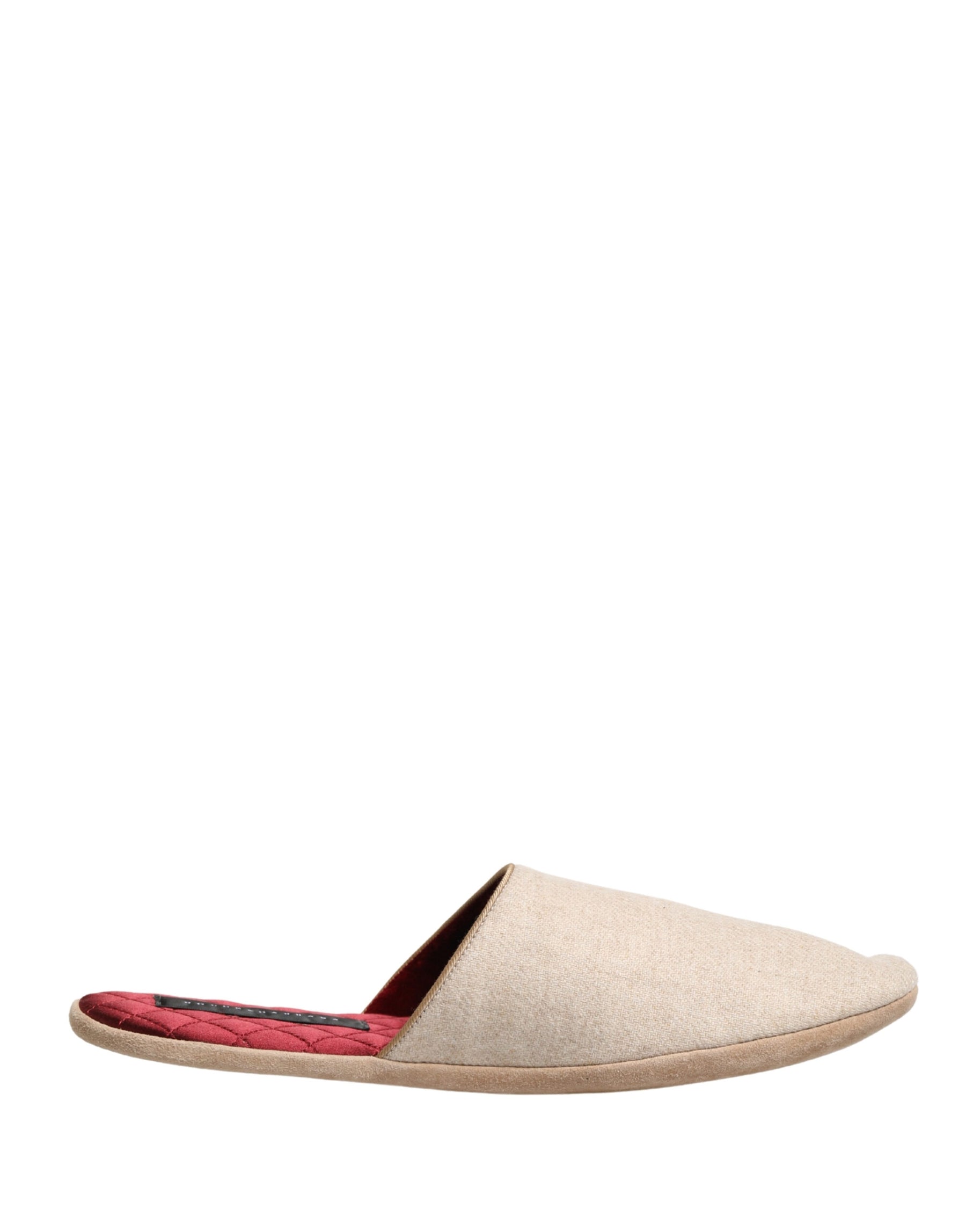 Dolce & Gabbana Beige Shetland Wool Red Quilted Slippers Shoes | Regal Royce