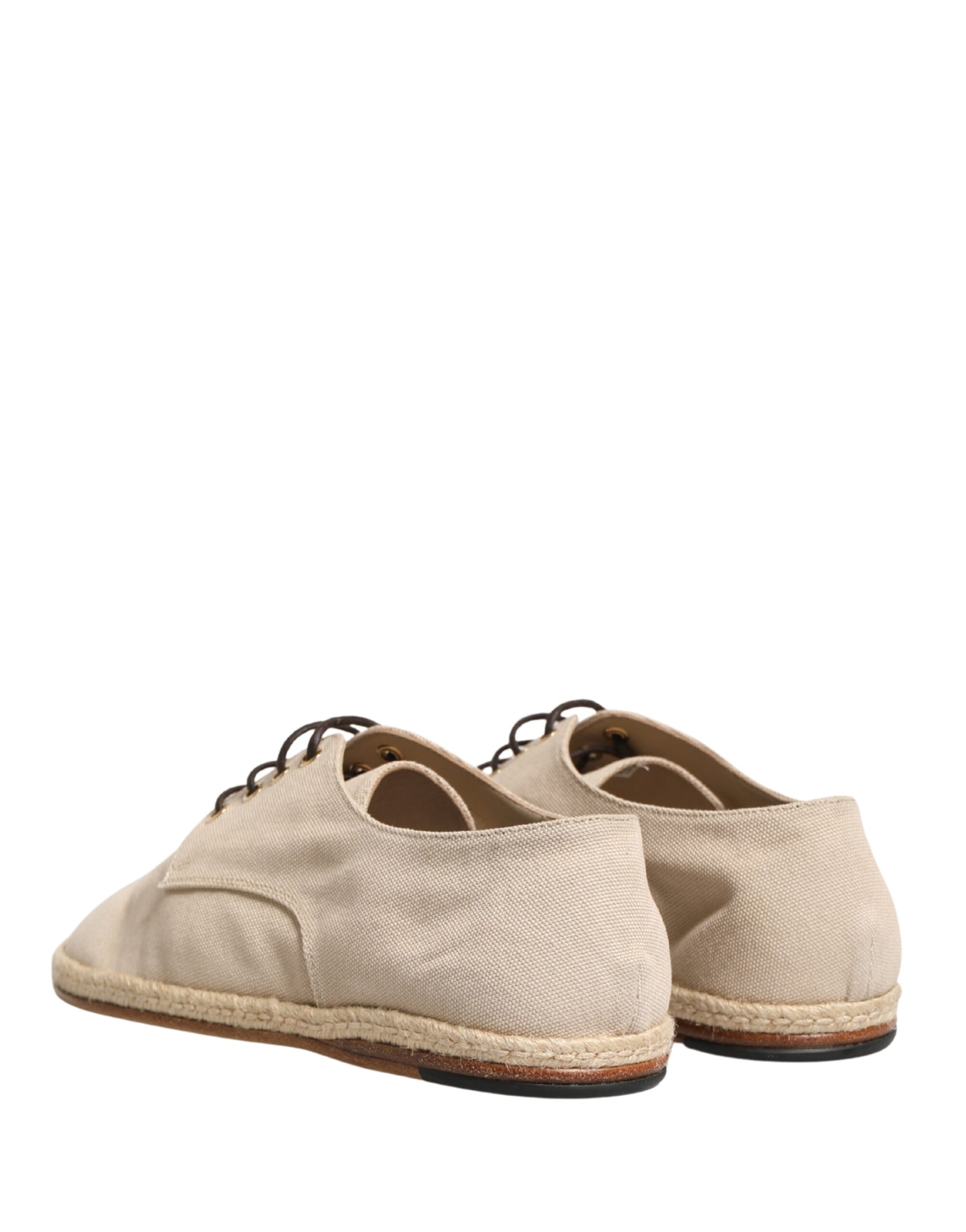 Dolce & Gabbana Beige Espadrille Sole Lace Up Canvas Derby Shoes | Regal Royce