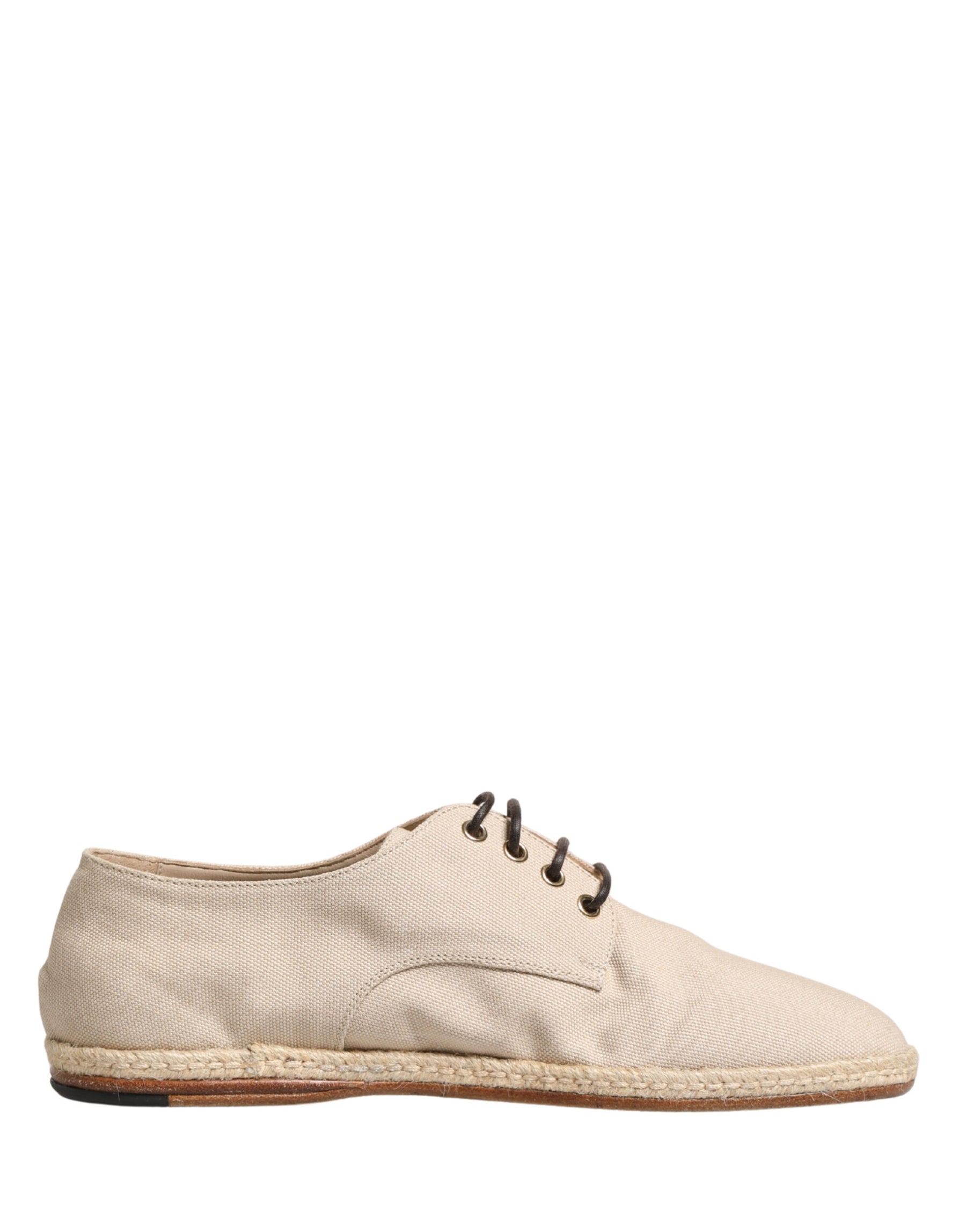 Dolce & Gabbana Beige Espadrille Sole Lace Up Canvas Derby Shoes | Regal Royce