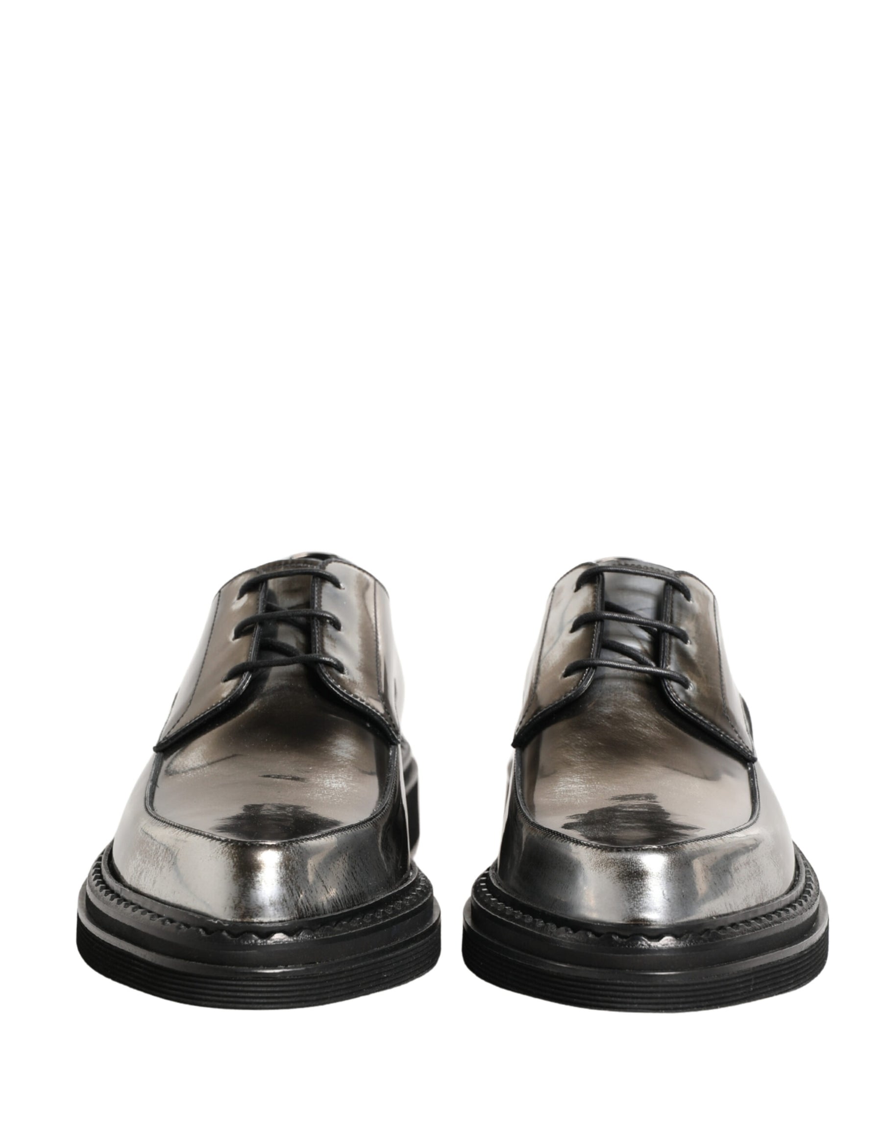 Dolce & Gabbana Silver Specchio Lace-Up Leather Dress Derby Shoes | Regal Royce