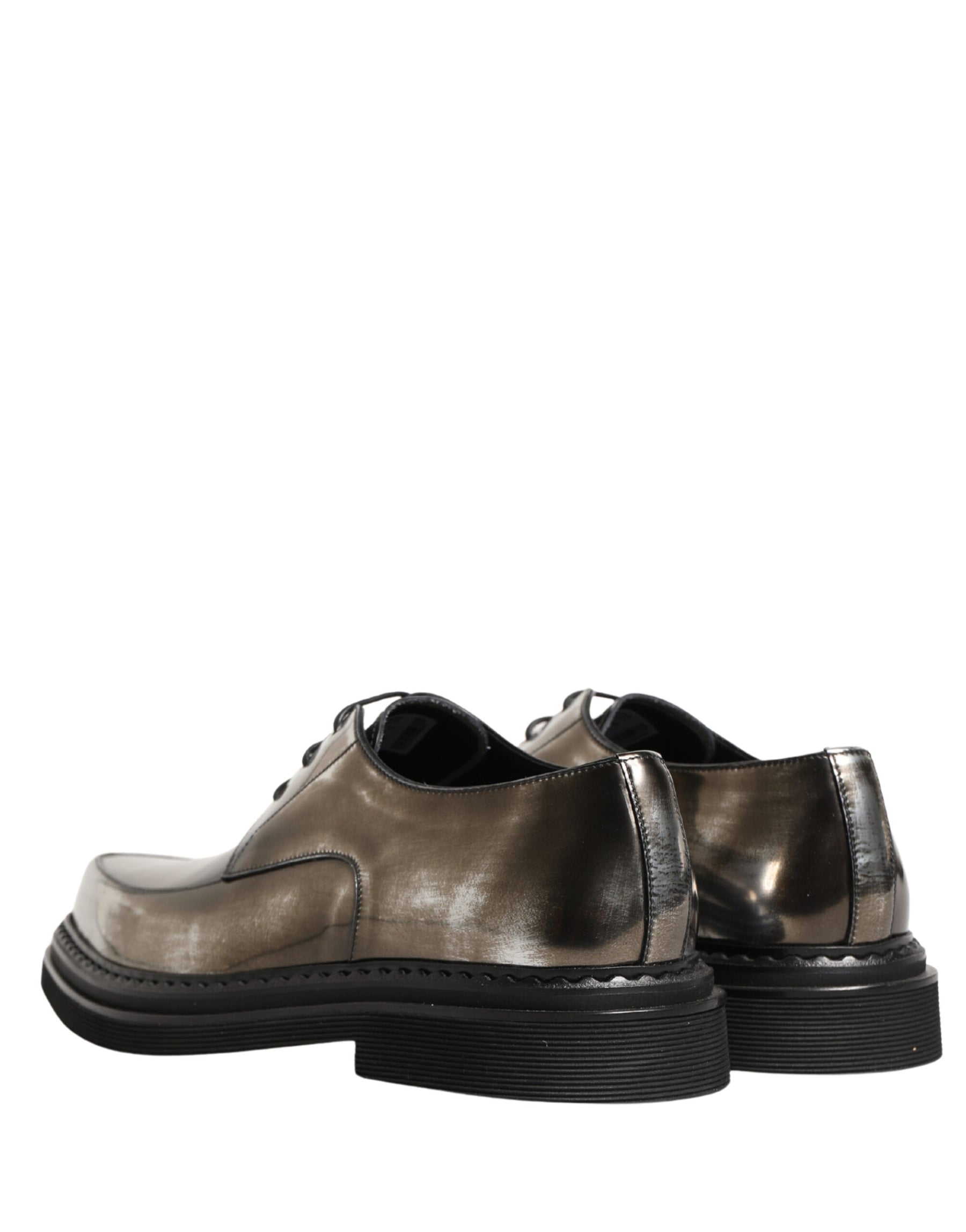 Dolce & Gabbana Silver Specchio Lace-Up Leather Dress Derby Shoes | Regal Royce