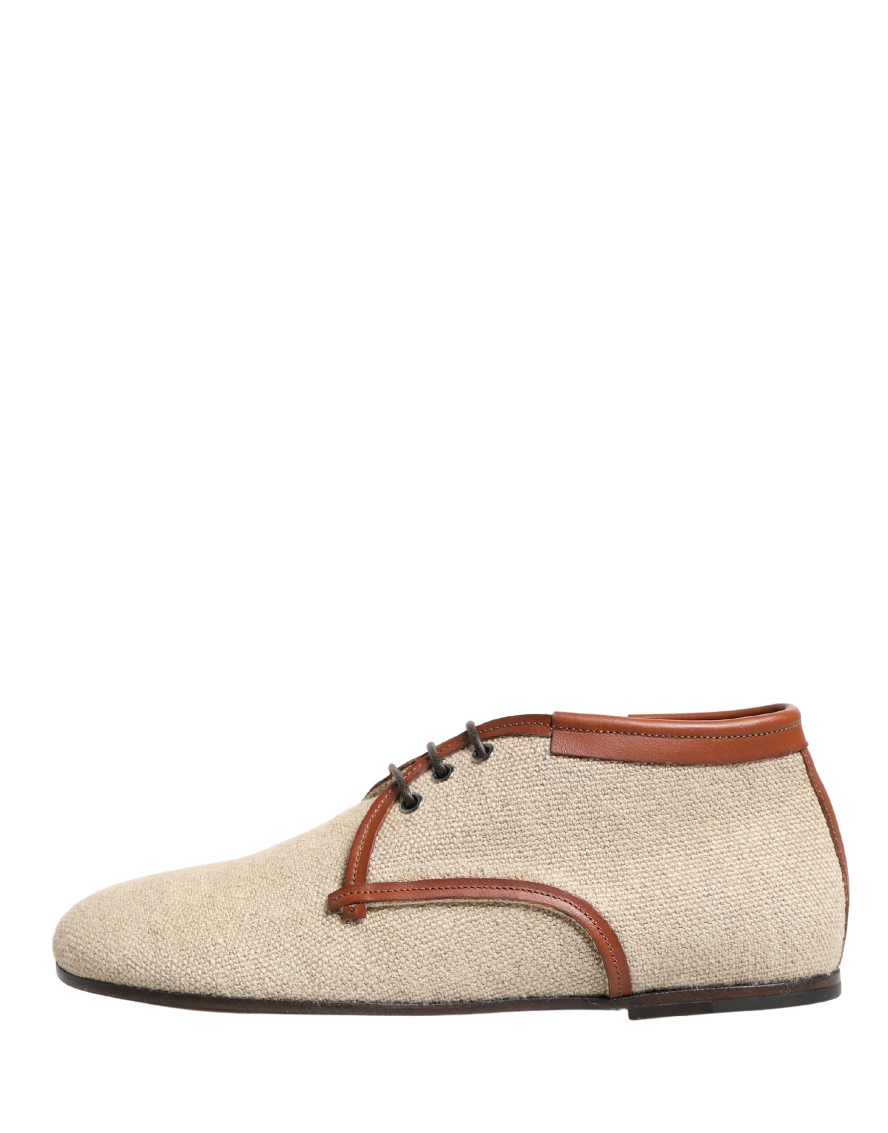 Dolce & Gabbana Beige Canvas Lace-Up Men Dress Derby Shoes | Regal Royce
