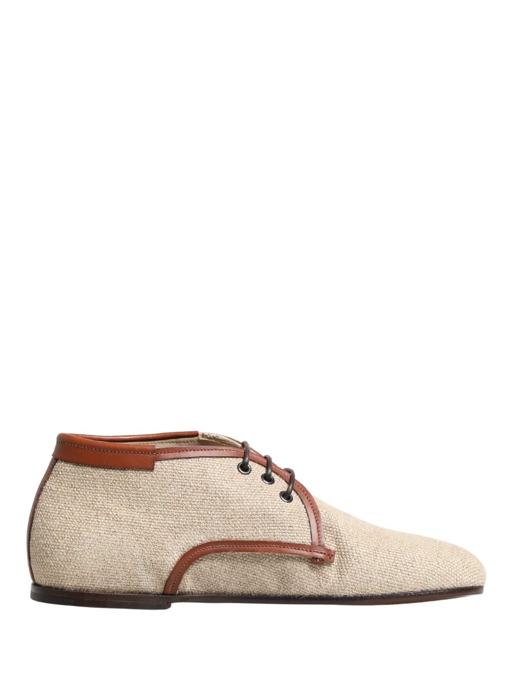 Dolce & Gabbana Beige Canvas Lace-Up Men Dress Derby Shoes | Regal Royce
