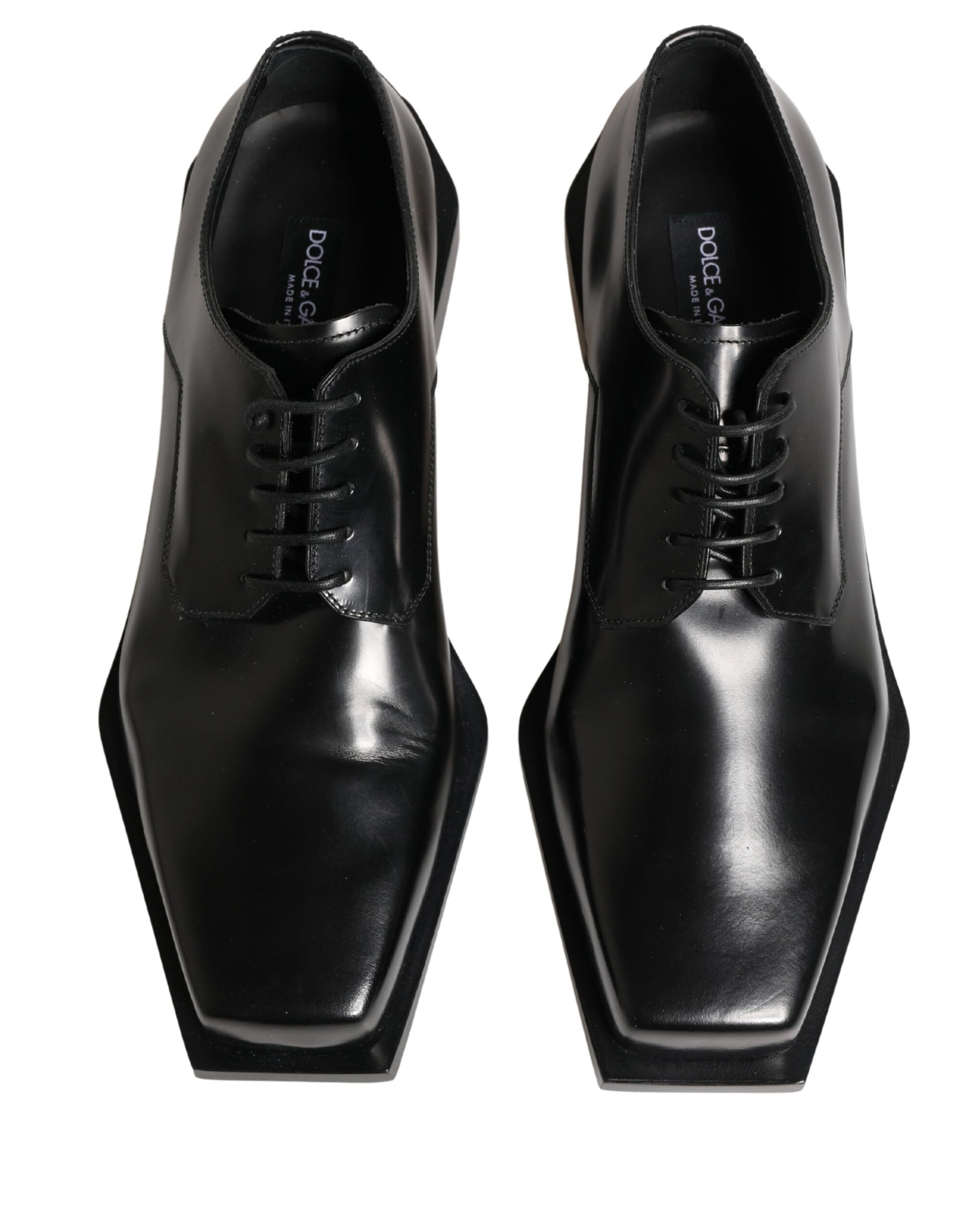 Dolce & Gabbana Black Matte Lace-Up Leather Dress Derby Shoes | Regal Royce