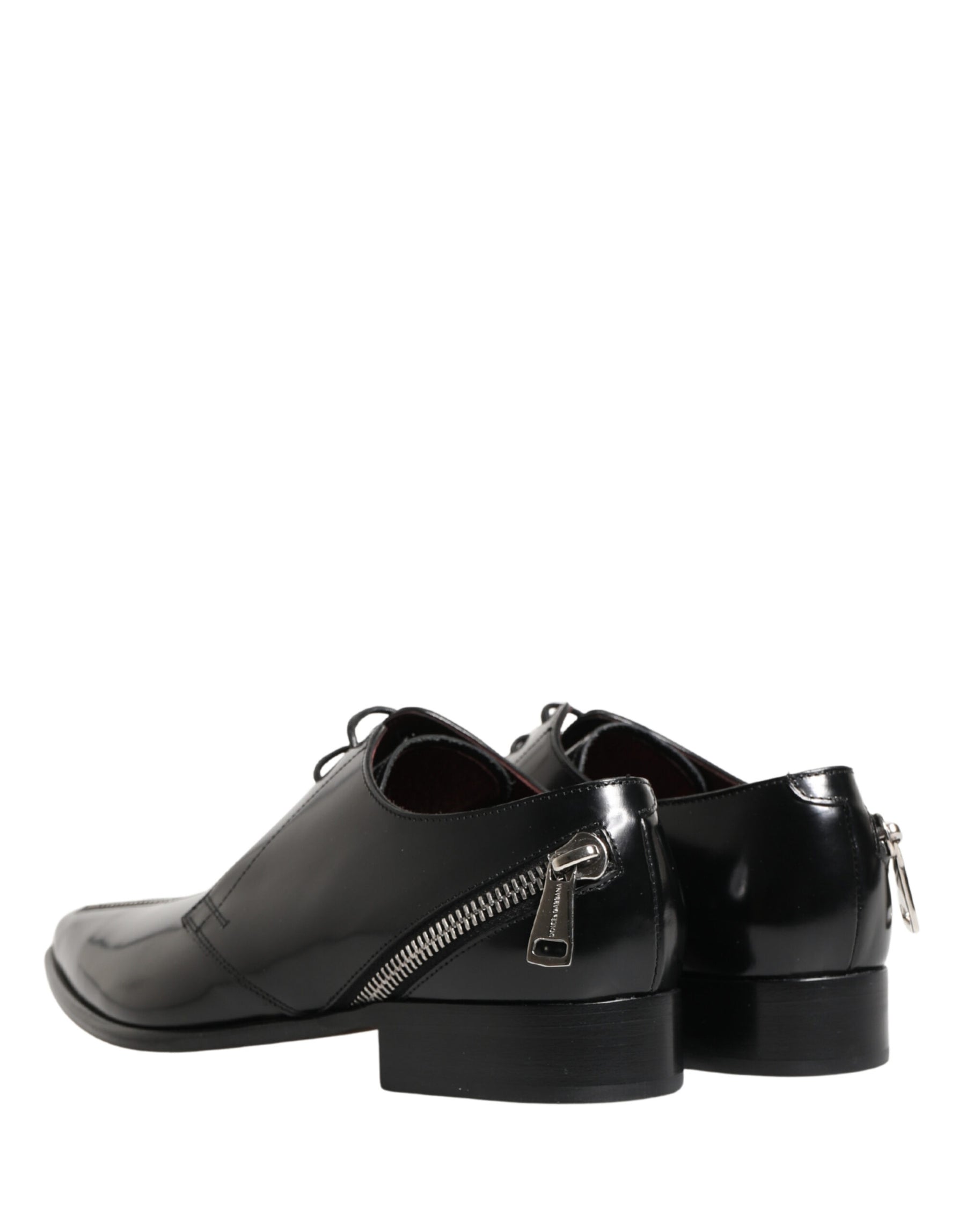 Dolce & Gabbana Men Black Lace-Up Leather Zip Dress Derby Shoes | Regal Royce