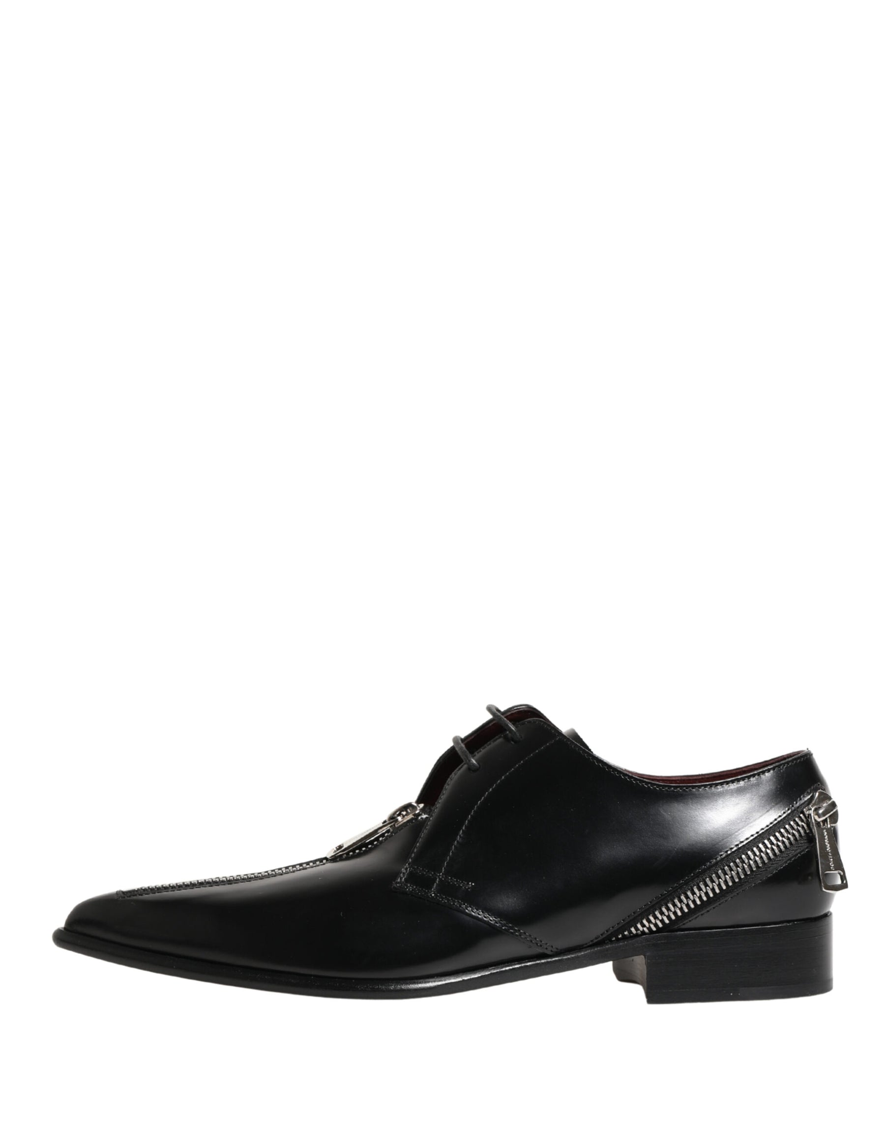 Dolce & Gabbana Men Black Lace-Up Leather Zip Dress Derby Shoes | Regal Royce