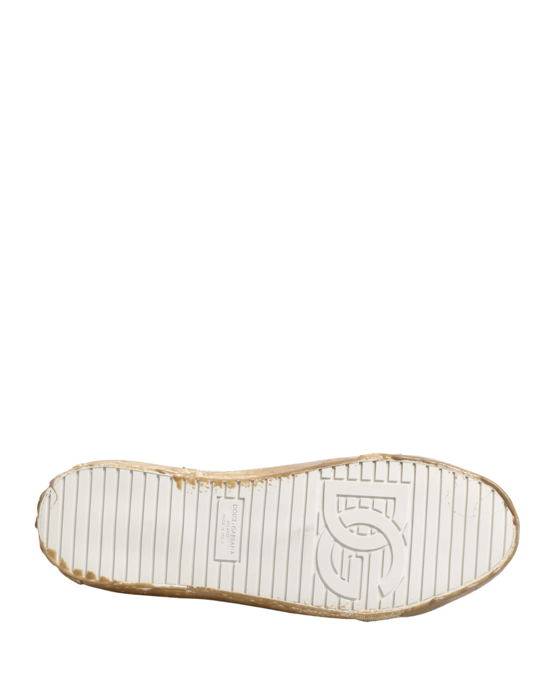 Dolce & Gabbana White Leather Paint Effect Low Top Sneakers  Shoes | Regal Royce