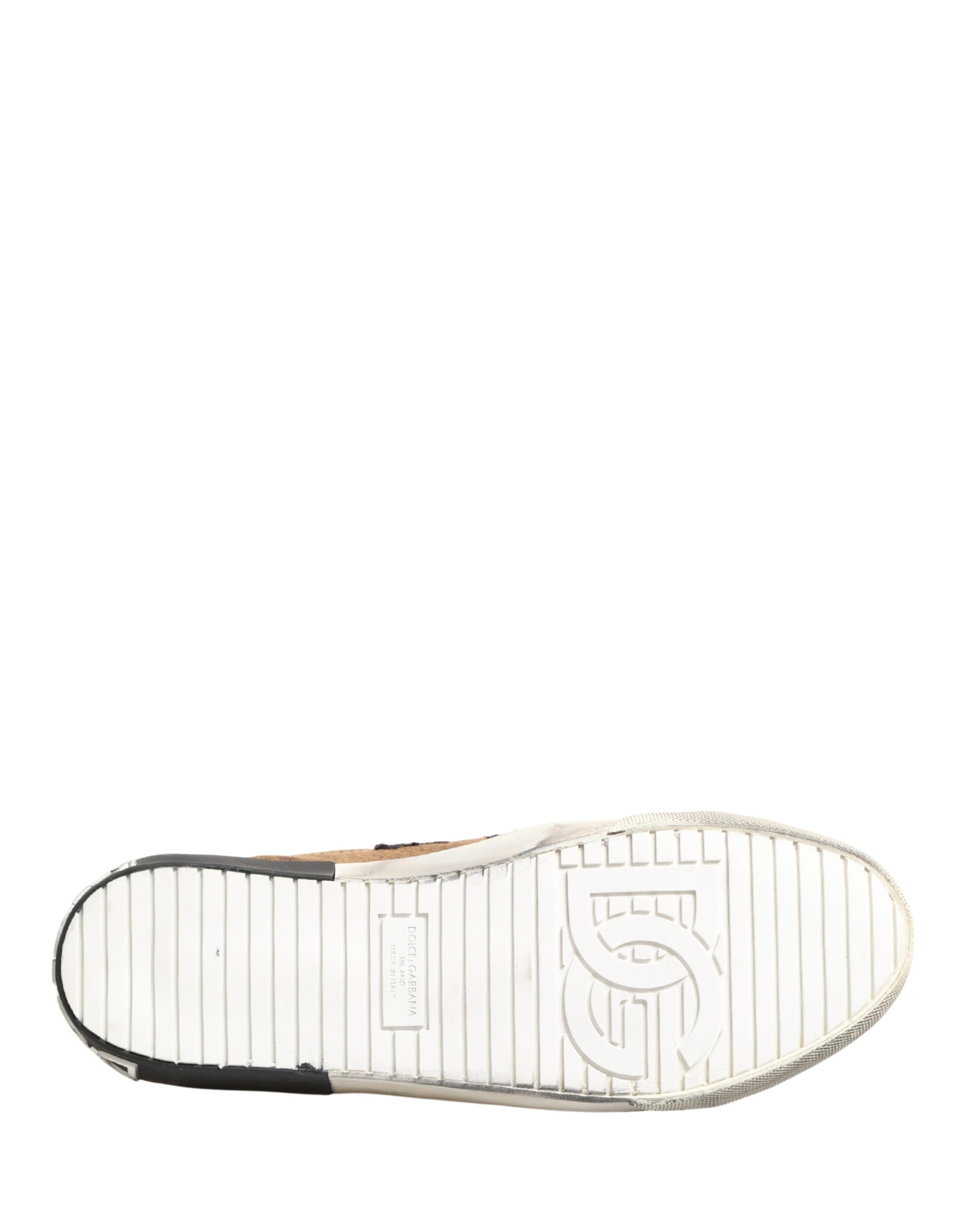 Dolce & Gabbana Brown Black Patch Denim Low Top Sneakers Shoes | Regal Royce