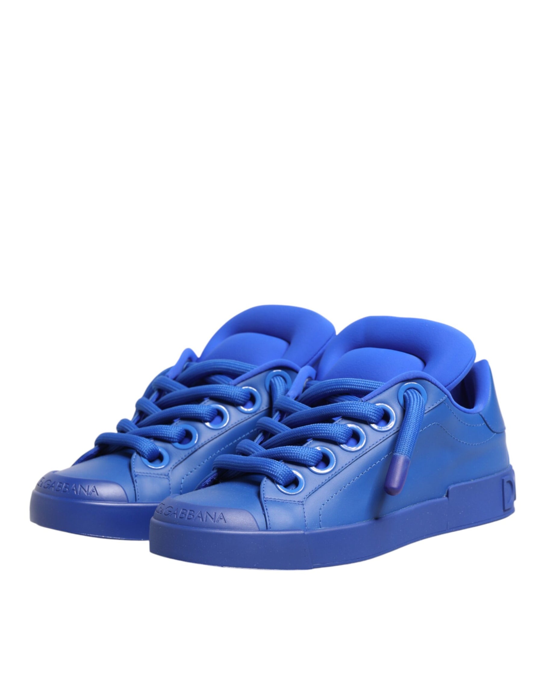Dolce & Gabbana Blue Leather DG Logo Sole Low Top Sneakers Shoes | Regal Royce