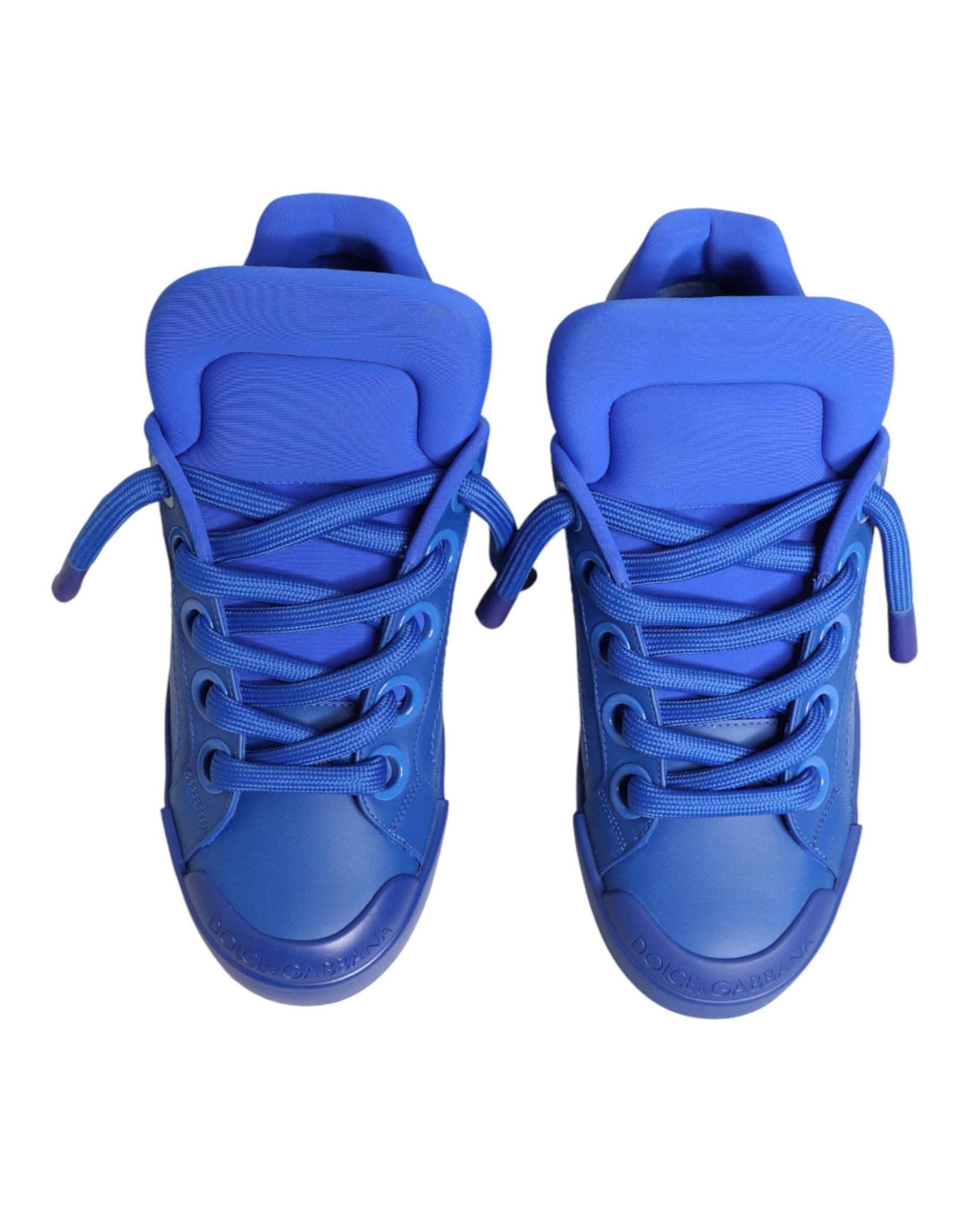 Dolce & Gabbana Blue Leather DG Logo Sole Low Top Sneakers Shoes | Regal Royce