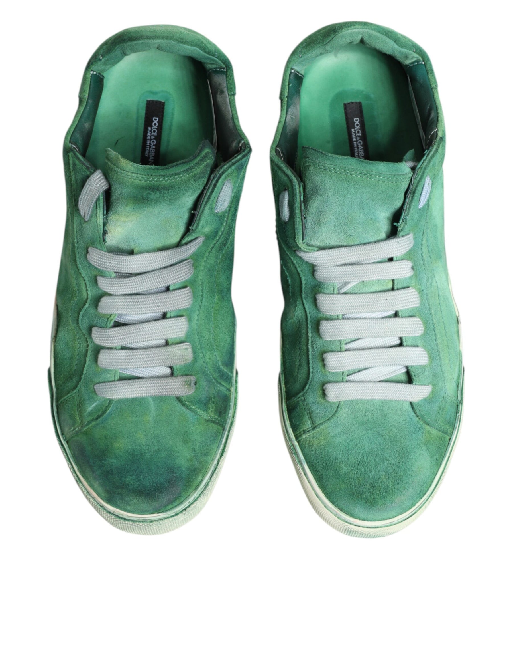 Dolce & Gabbana Green Suade DG Logo Sole Low Top Sneakers Shoes | Regal Royce
