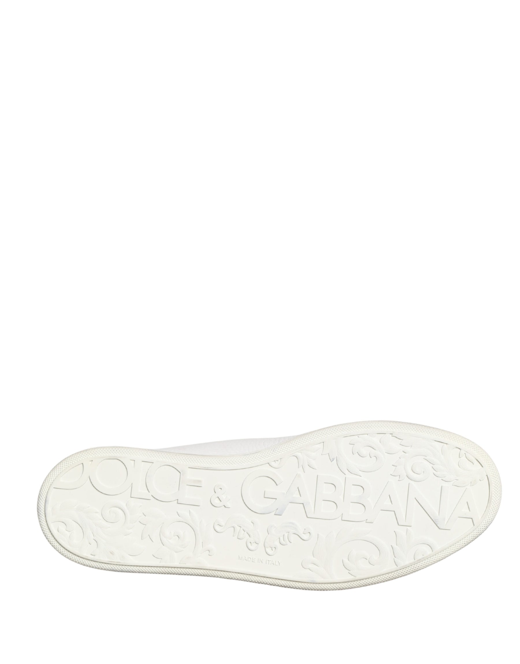 Dolce & Gabbana White Bianco Leather Men Low Top Sneakers Shoes | Regal Royce