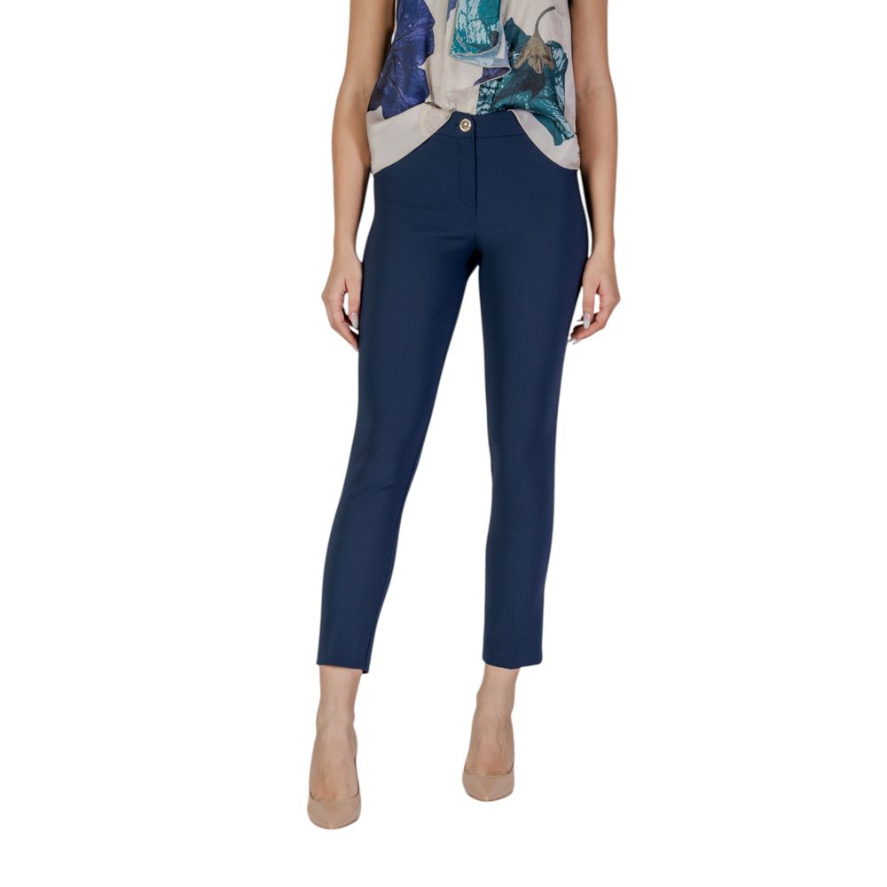 Rinascimento Blue Polyester Casual Pants | Regal Royce