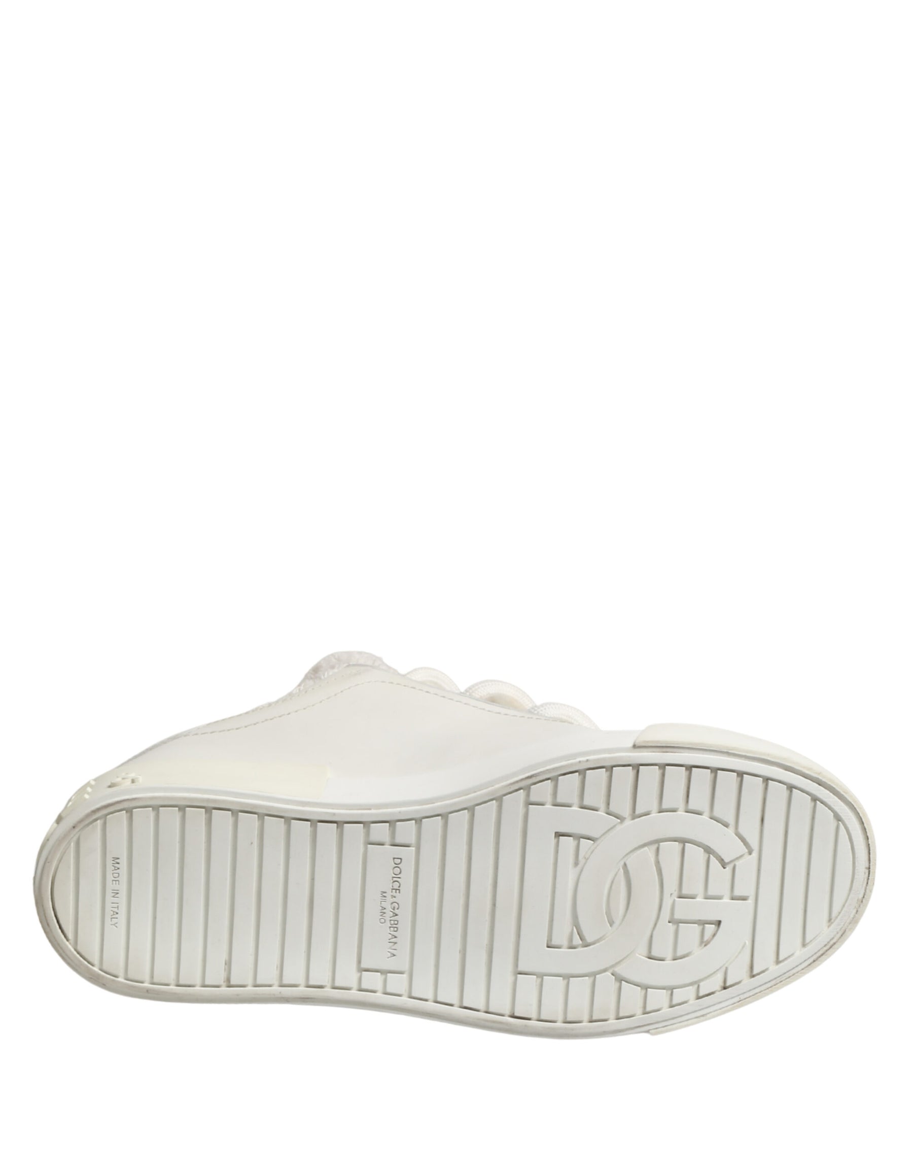 Dolce & Gabbana White Shearling Fur Bianco Low Top Sneakers Shoes | Regal Royce