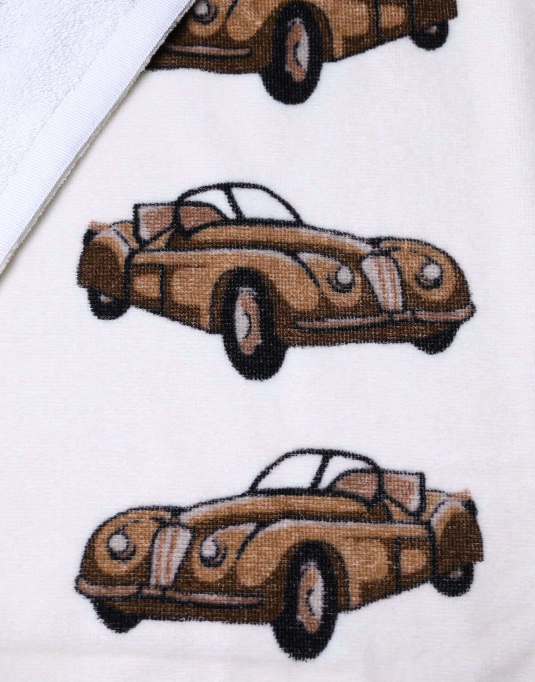Dolce & Gabbana Towel White Cotton Car Graphic Print 115cm x 180cm Beach | Regal Royce