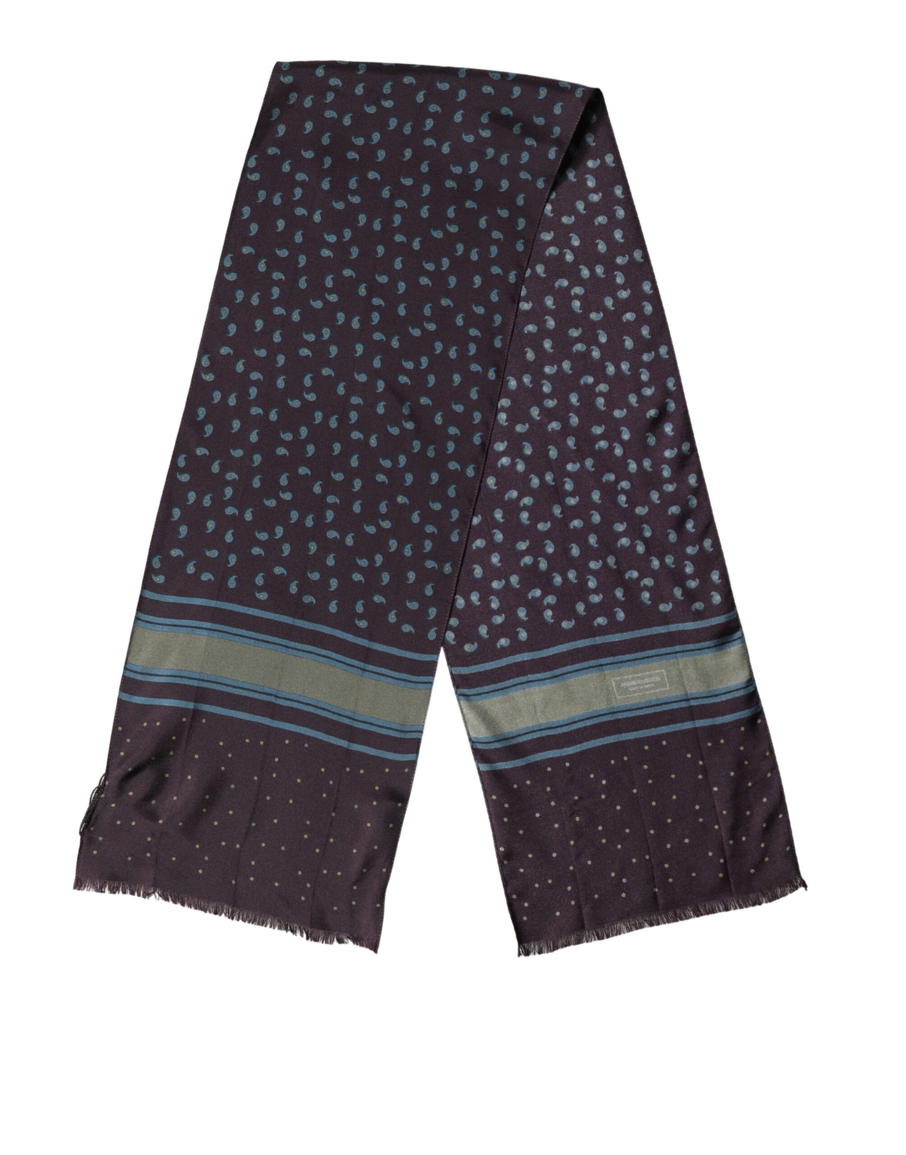 Dolce & Gabbana Men Scarf Maroon Patterned Silk Neck Foulard 132cm x 33cm | Regal Royce