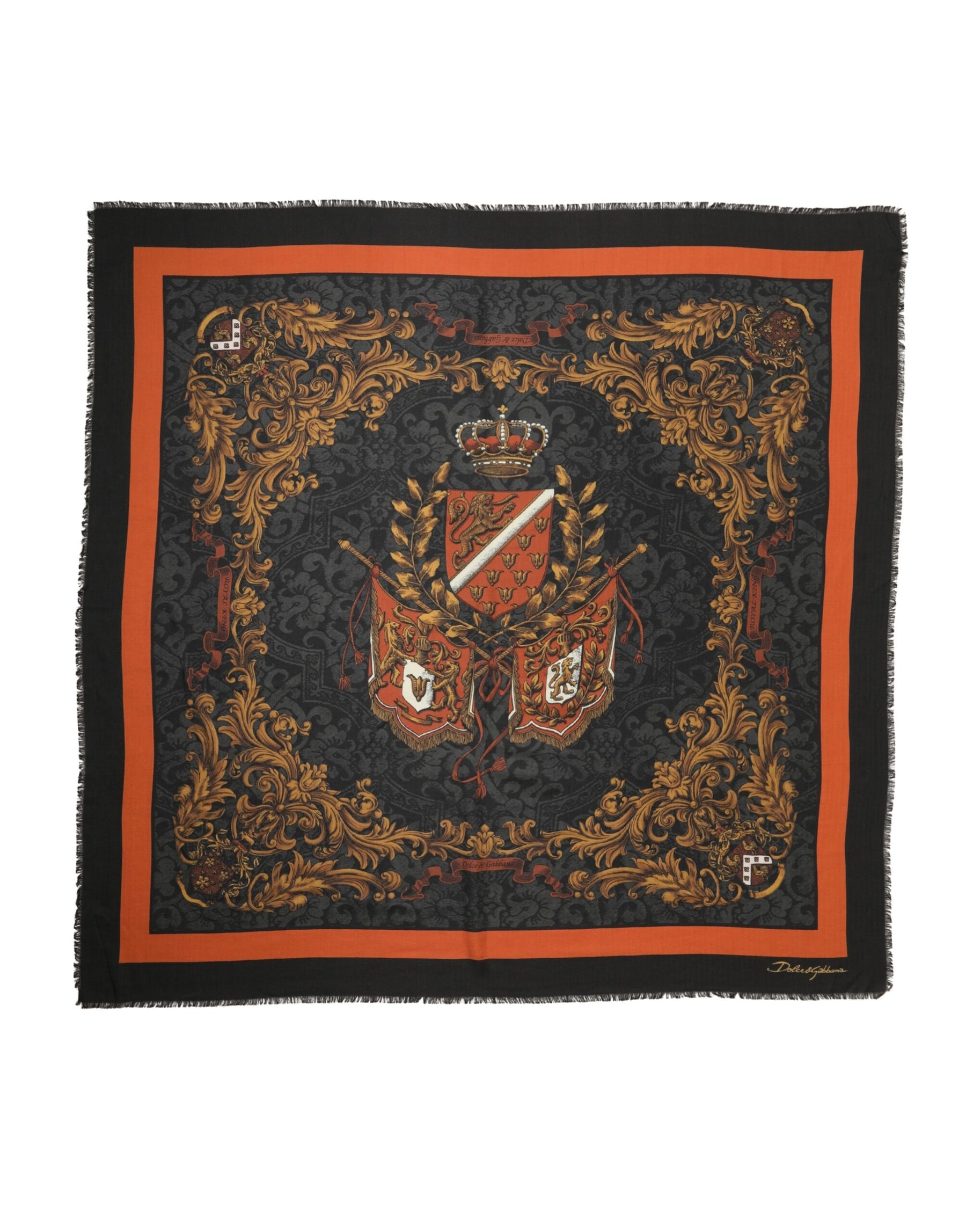 Dolce & Gabbana Multicolor Crest Print Cashmere 272cm x 132cm Men Scarf | Regal Royce