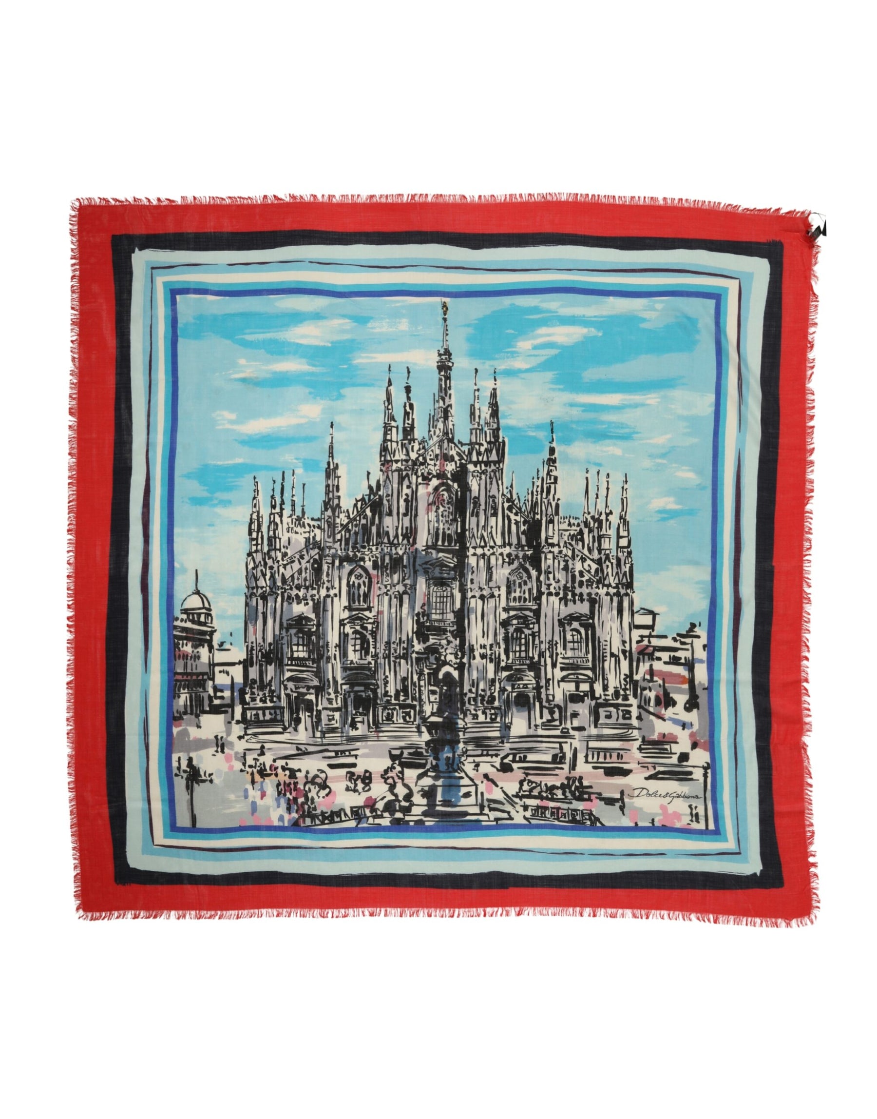 Dolce & Gabbana Multicolor Milano Print Cashmere 134cm x 130cm Men Scarf | Regal Royce