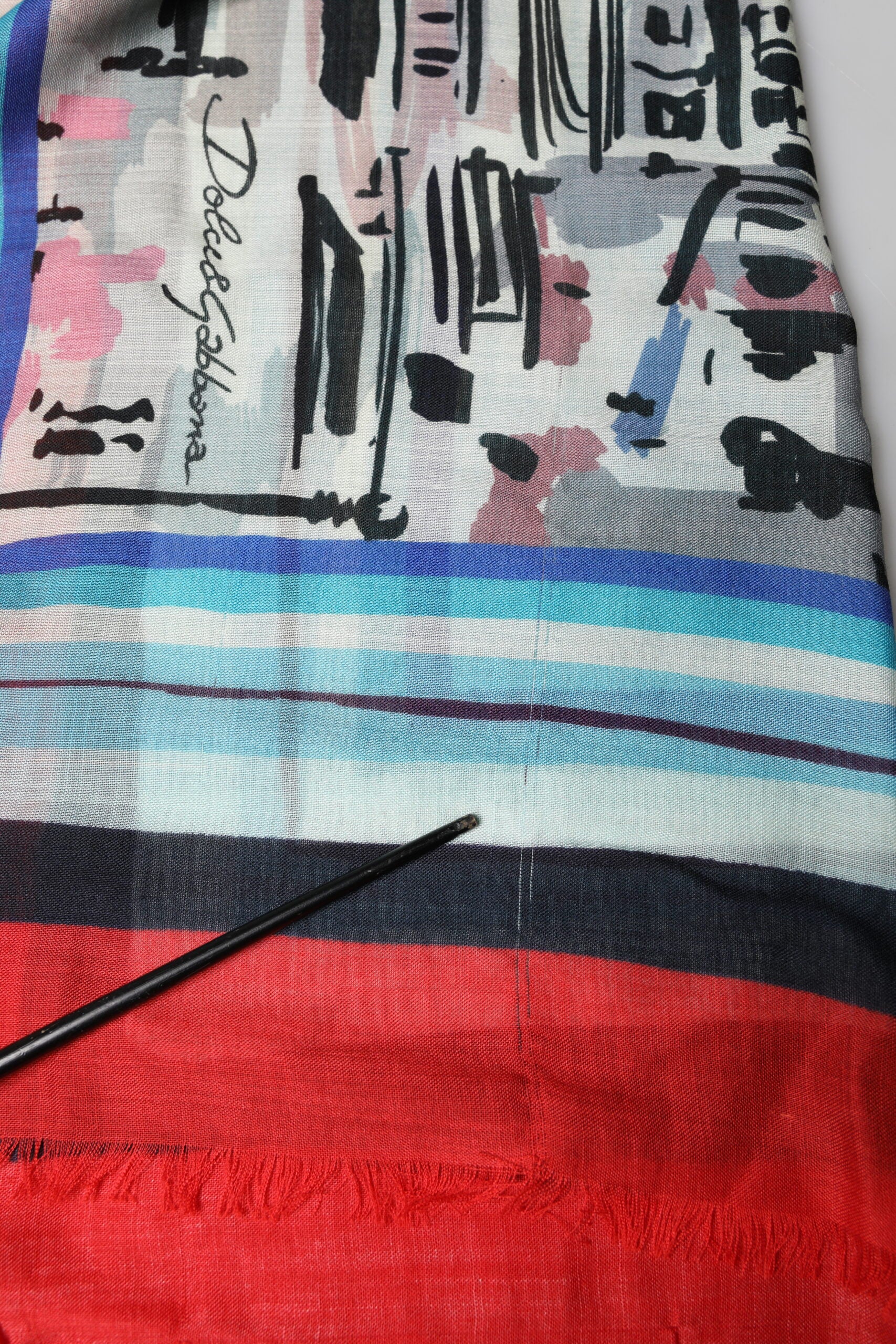 Dolce & Gabbana Multicolor Milano Print Cashmere 134cm x 130cm Men Scarf | Regal Royce