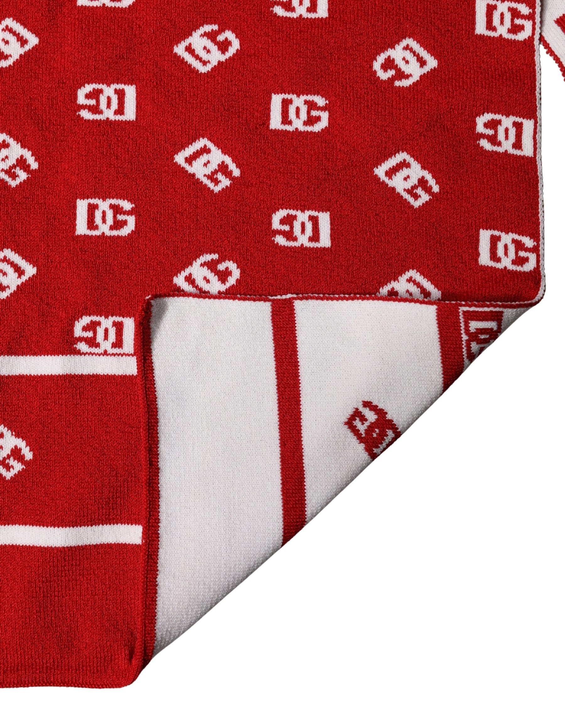 Dolce & Gabbana Red White Logo Print Foulard 201cm x 40.5cm  Men Scarf | Regal Royce