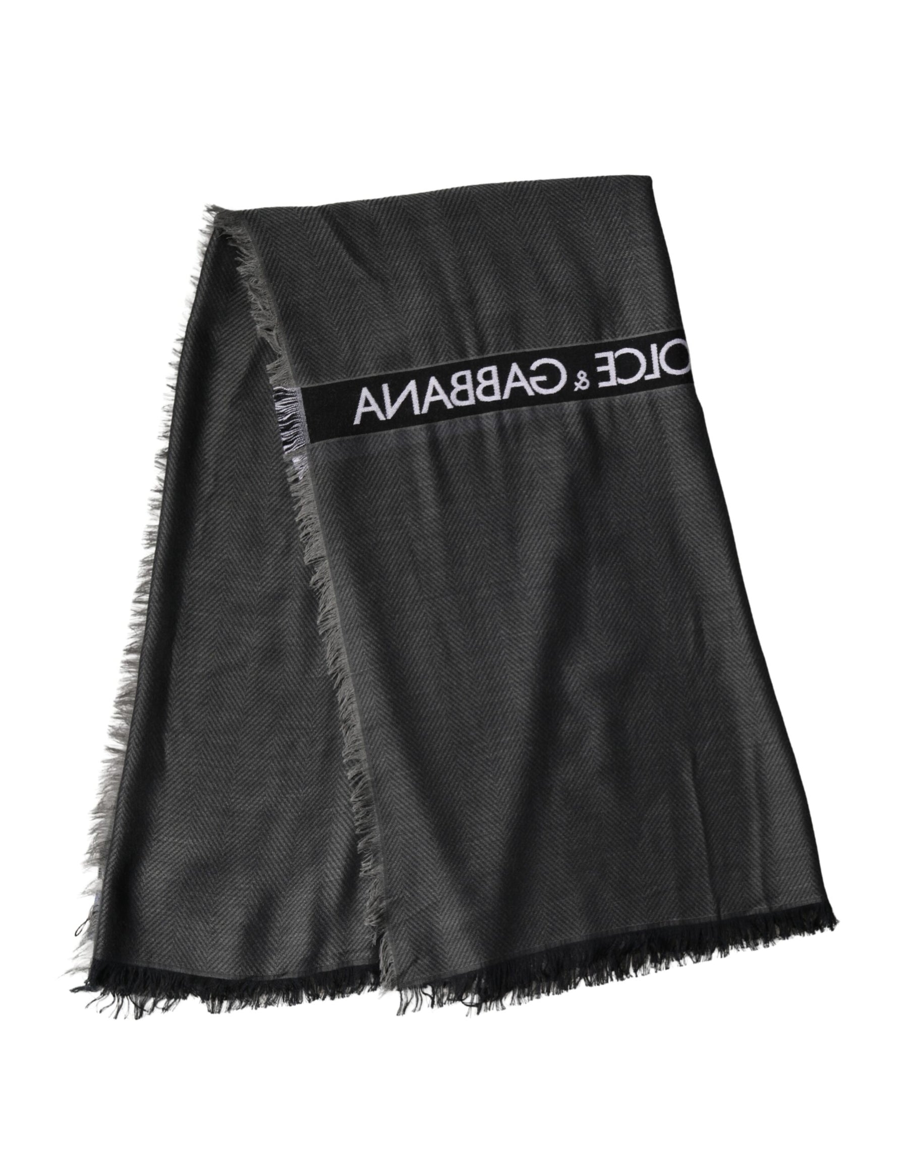 Dolce & Gabbana Black Modal Warmer Shawl Fringes 140cm x 134cm Men Scarf | Regal Royce