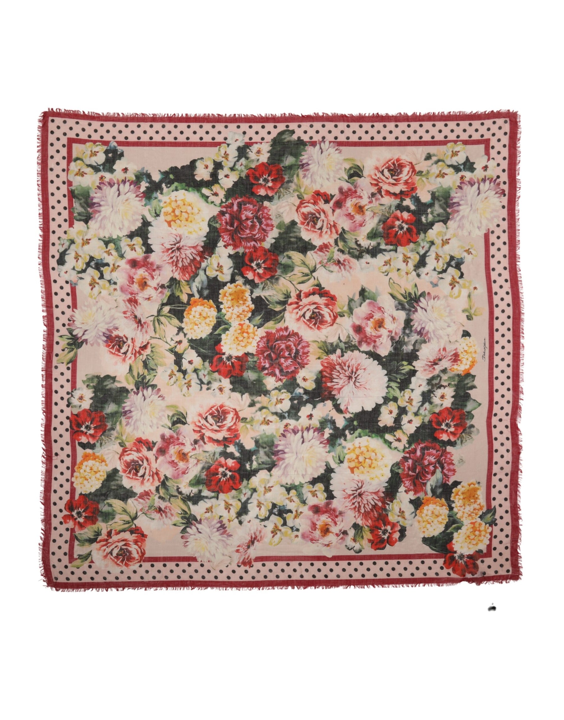 Dolce & Gabbana Multicolor Floral Print Square Stole 136cm x 130cm Scarf | Regal Royce