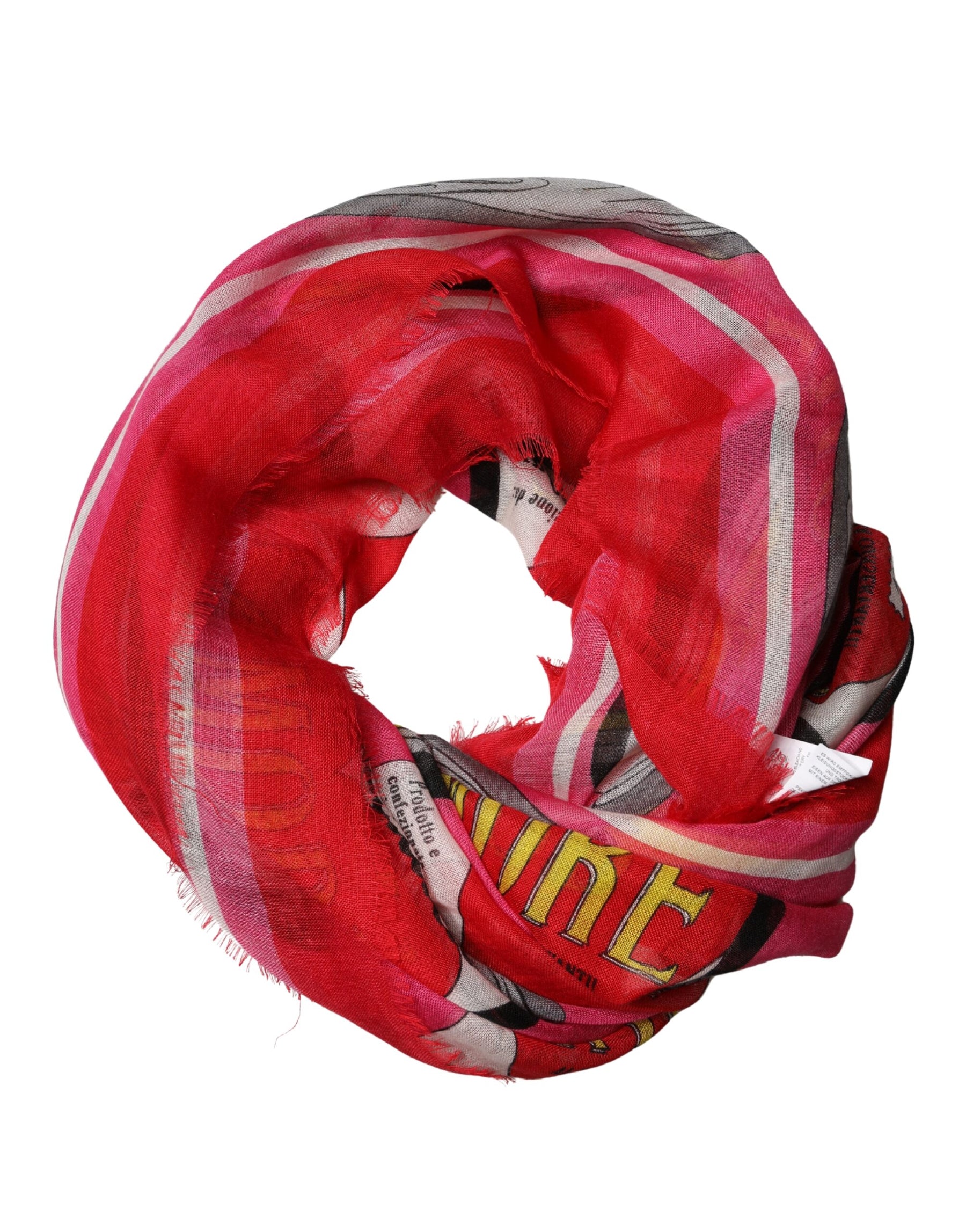 Dolce & Gabbana Pink DG Amore Print Neck Square Shawl 140cm x 140cm Scarf | Regal Royce