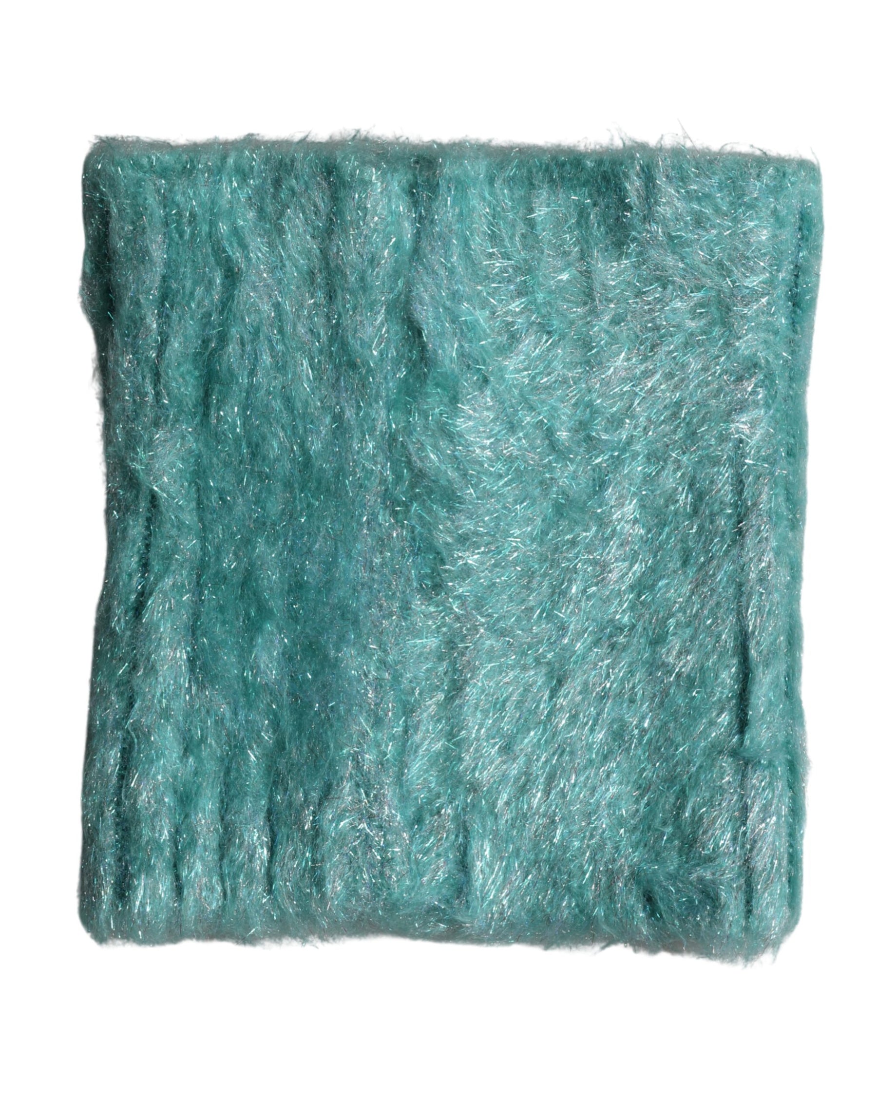 Dolce & Gabbana Teal Mohair Wool Knitted Wrap Shawl 62cm x 32.5cm Scarf | Regal Royce