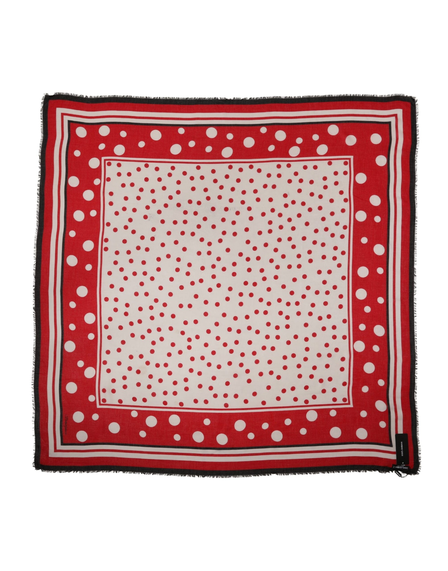 Dolce & Gabbana Red Polka Dot Print Square Stole 137cm x 134.5cm  Scarf | Regal Royce