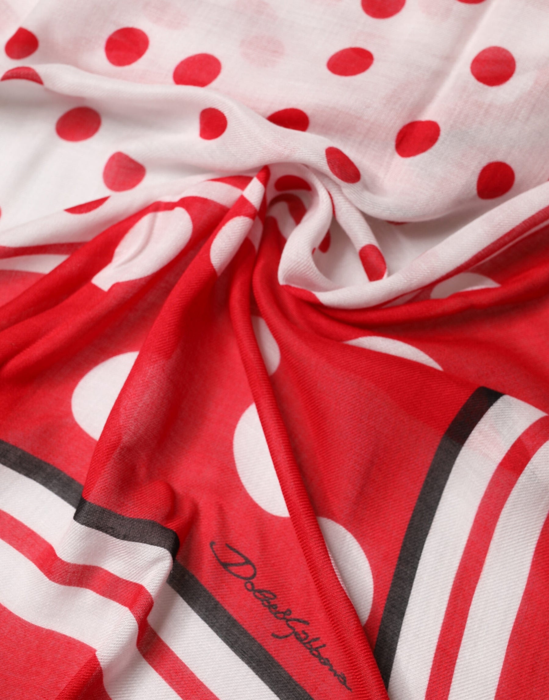 Dolce & Gabbana Red Polka Dot Print Square Stole 137cm x 134.5cm  Scarf | Regal Royce