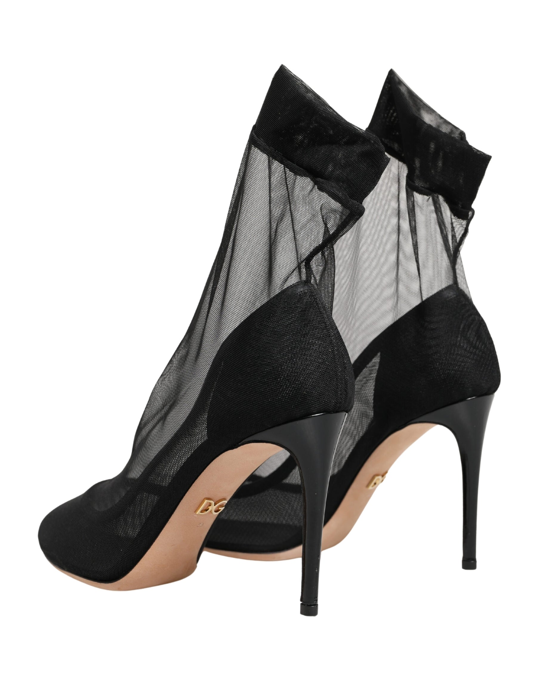 Dolce & Gabbana Black Nylon Stretch Mesh Sock Boots Shoes | Regal Royce